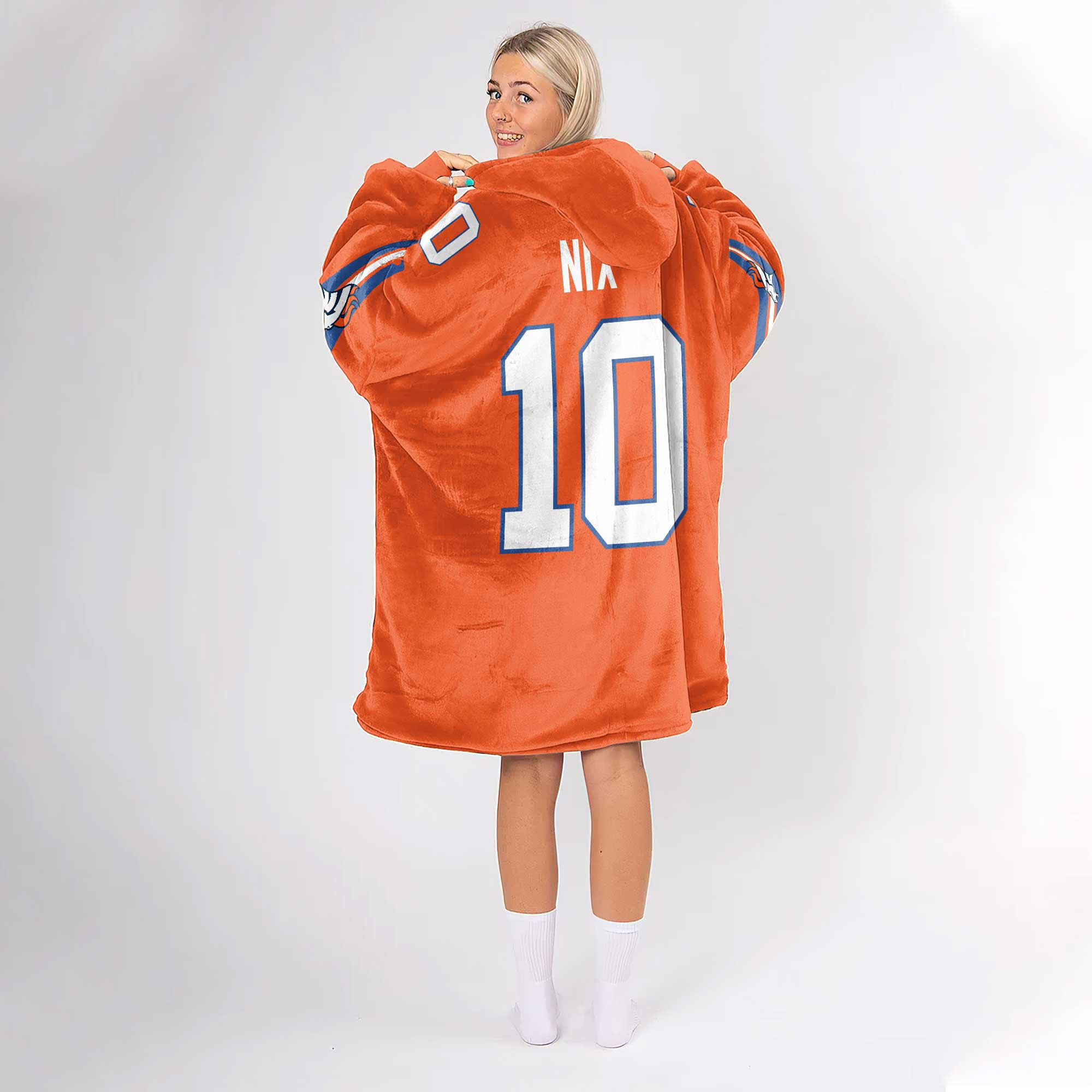 Adult 10 Denver Football Unisex Blanket Hoodie