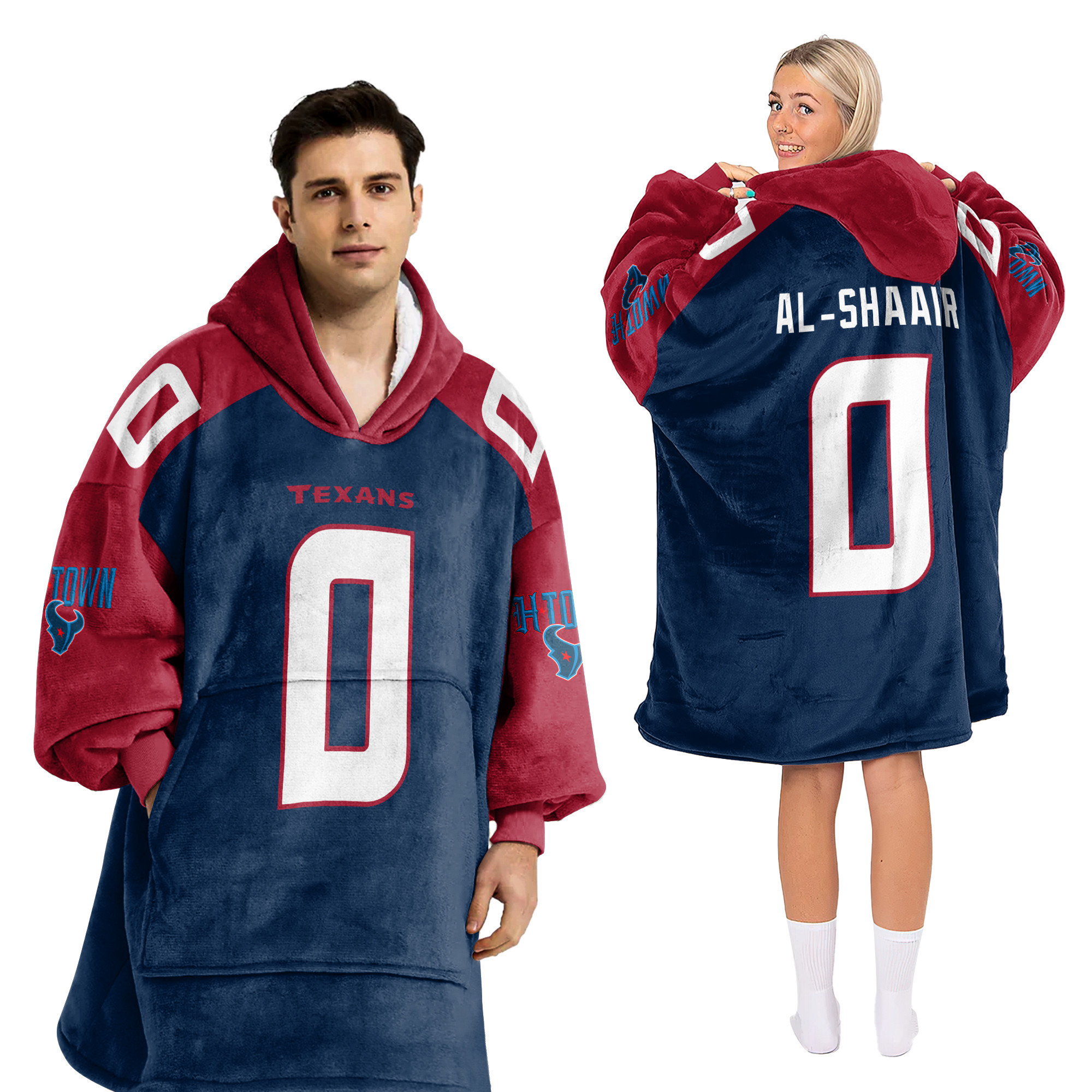 Adult 0 Houston Football Unisex Blanket Hoodie