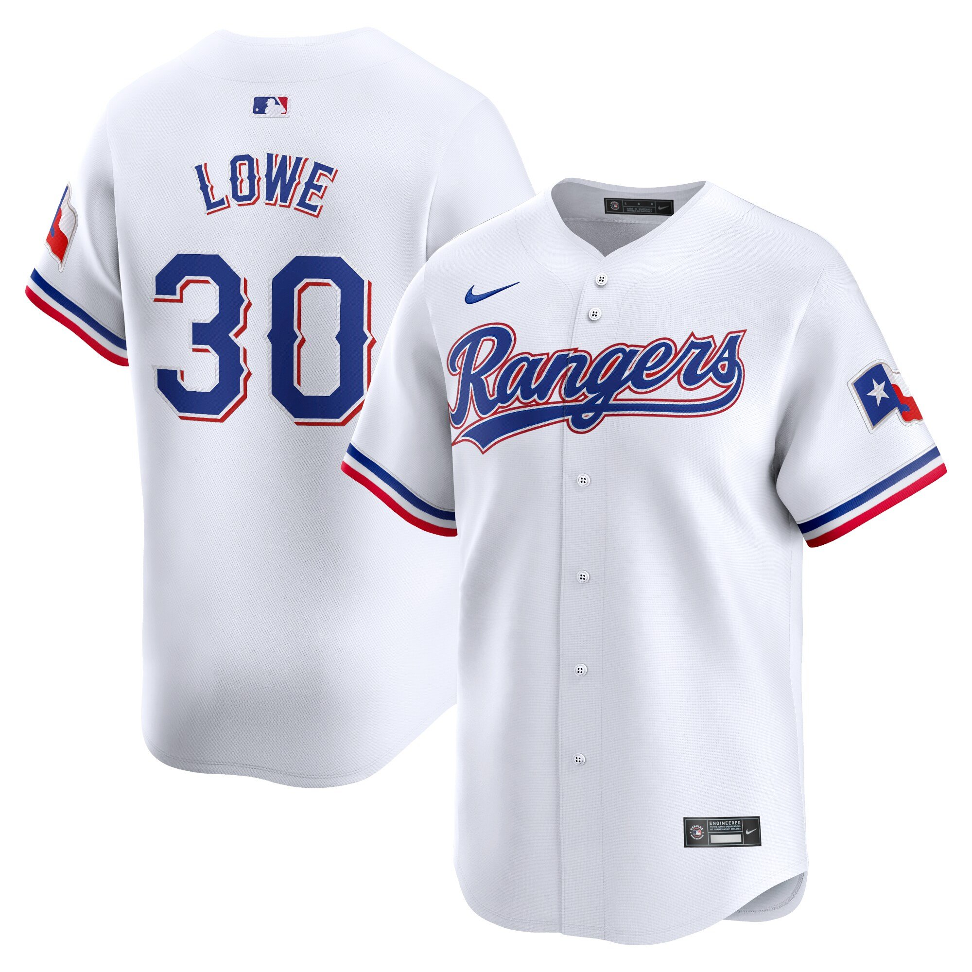 Men's Texas Rangers #30 Nathaniel Lowe  White Home Limited Player Jersey