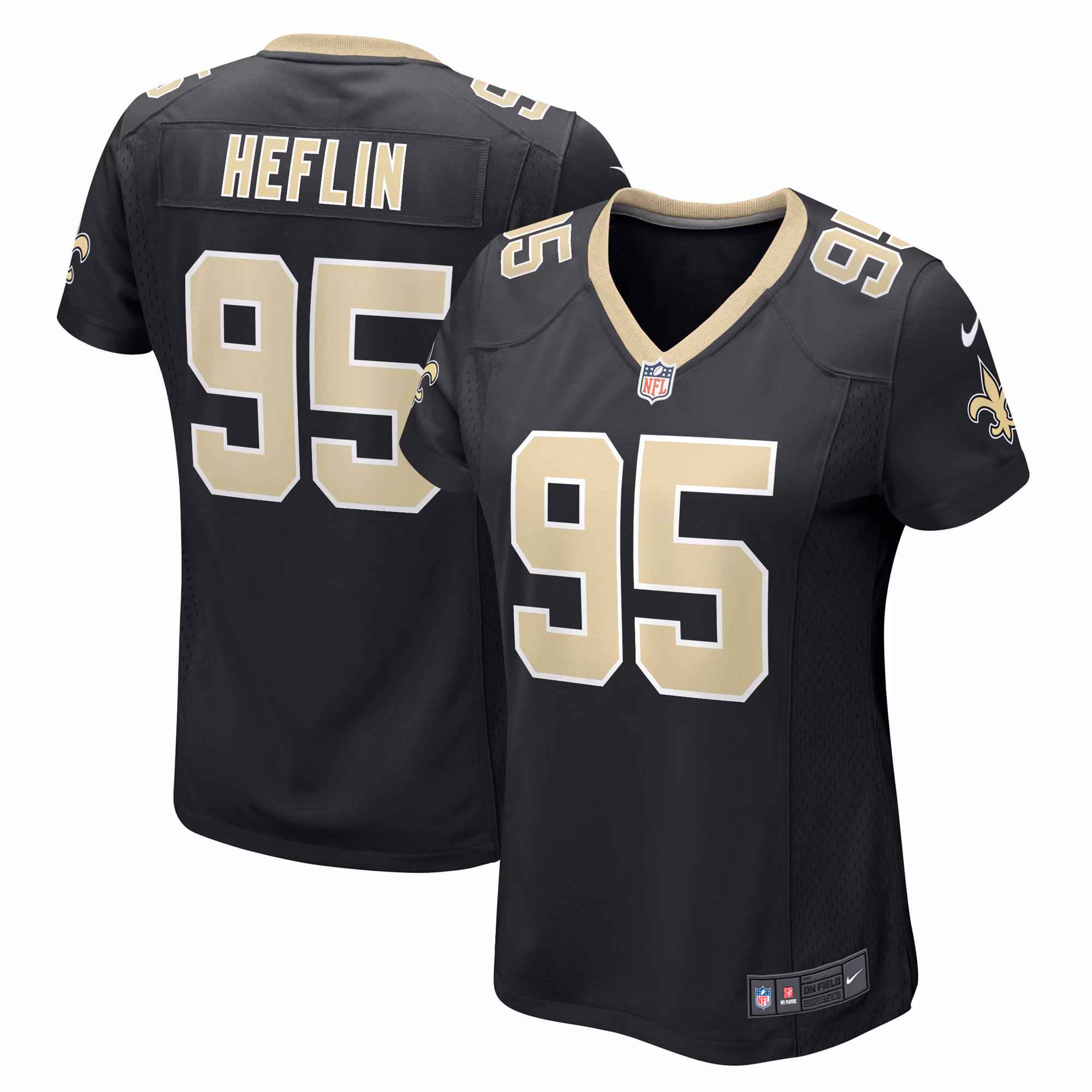 Jack Heflin New Orleans Saints Women's Team Game Jersey -  Black