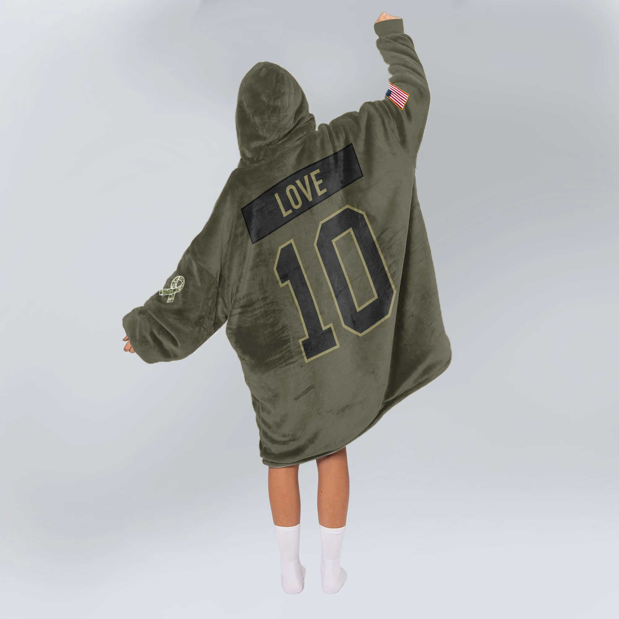 Adult J.L 10 Green Bay Football Blanket Hoodie – Olive Salute to Service