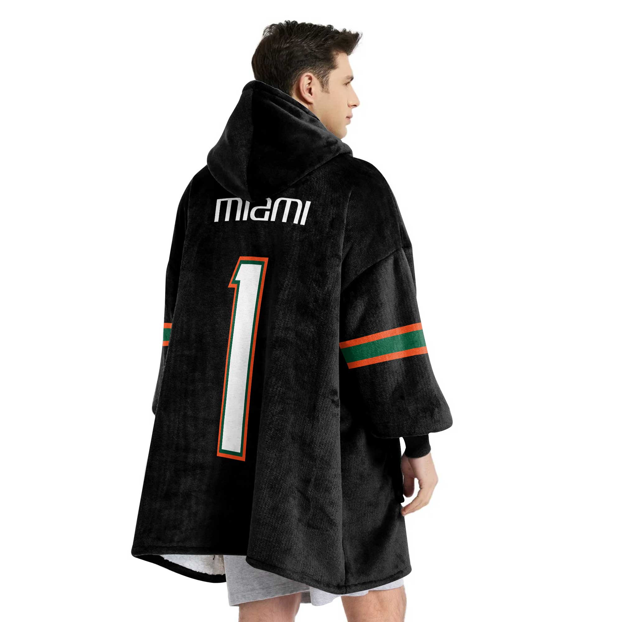 Adult #1 Miami Football Unisex Blanket Hoodie