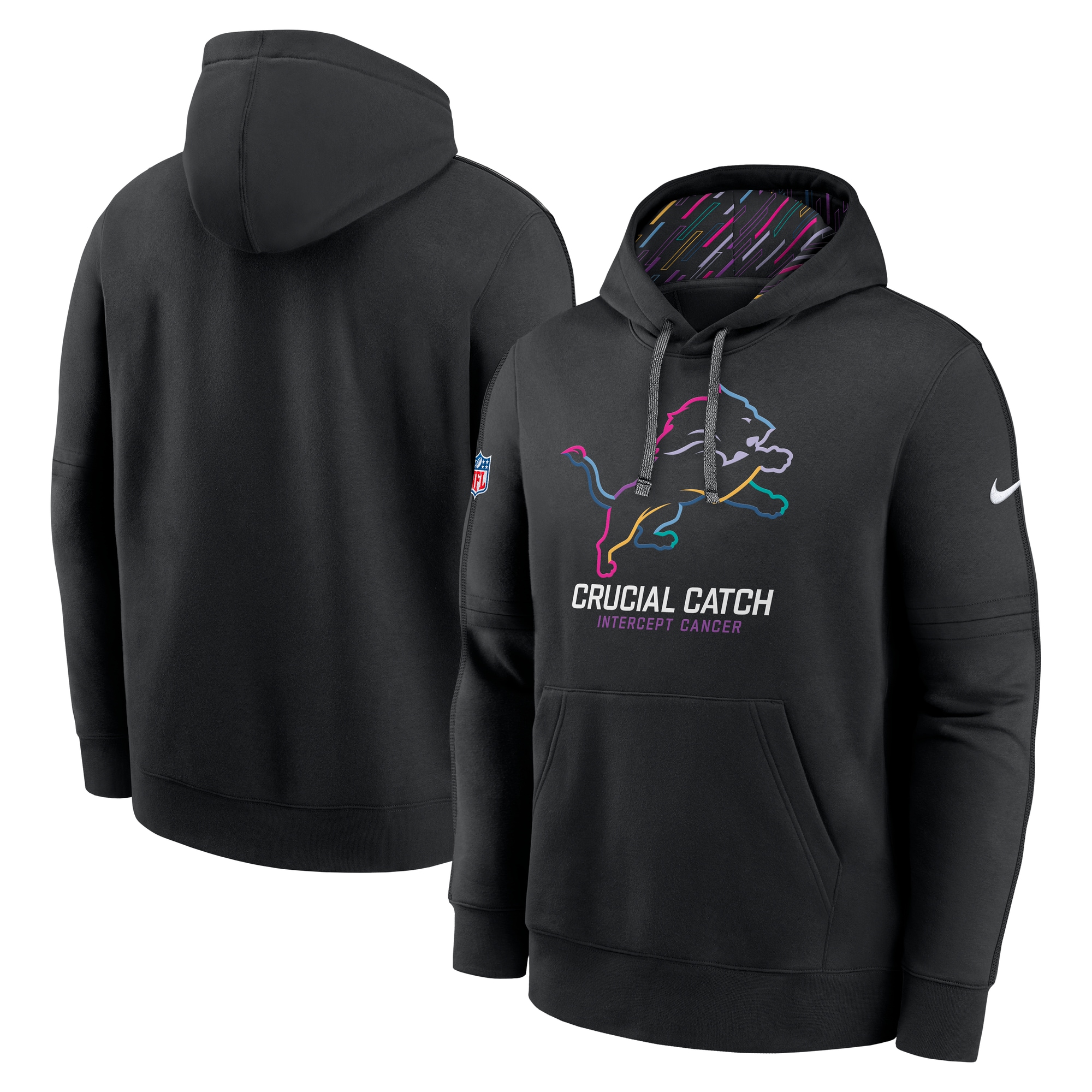 Detroit Lions 2024 NFL Crucial Catch Club Pullover Hoodie - Black