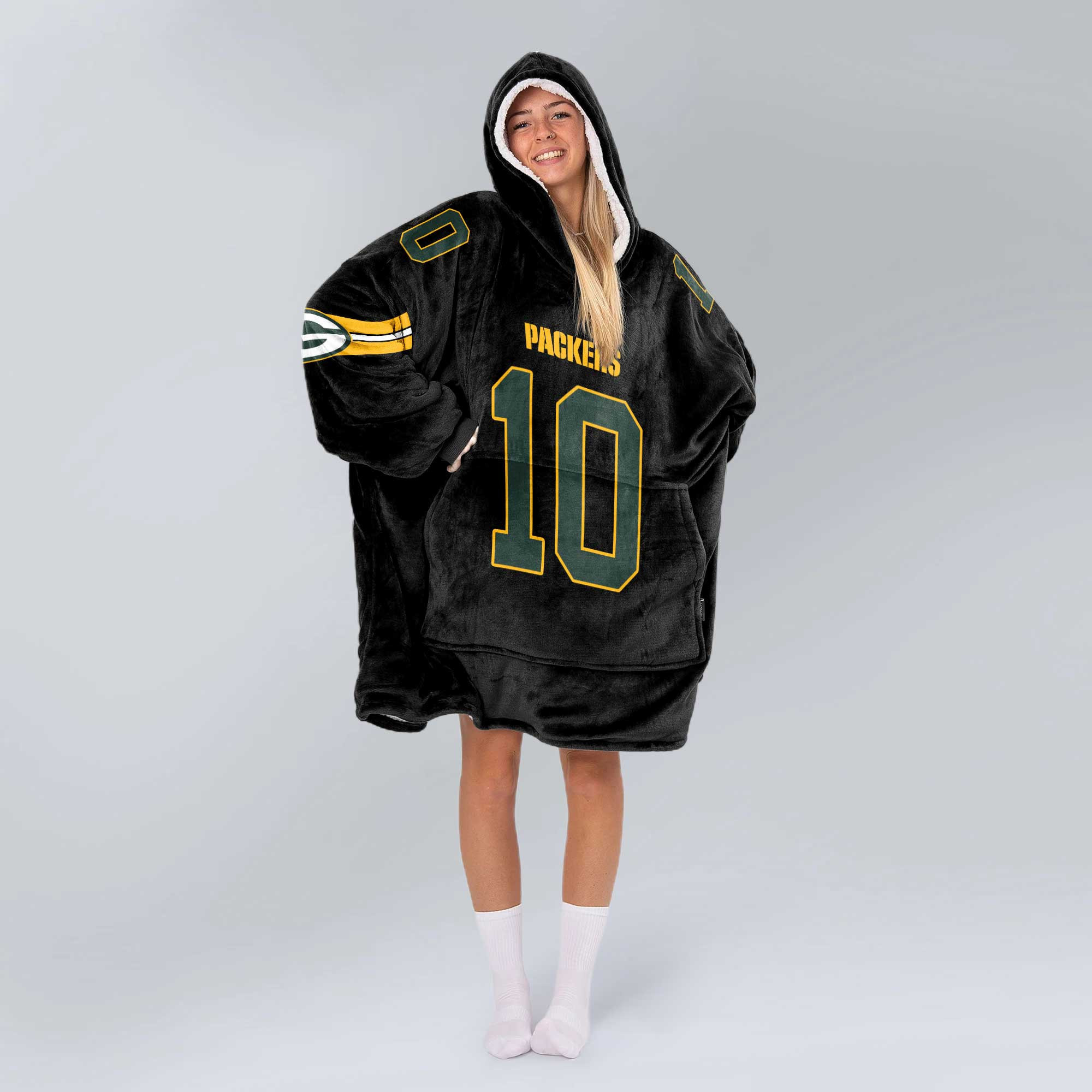 Adult 10 Green Bay Football Unisex Blanket Hoodie