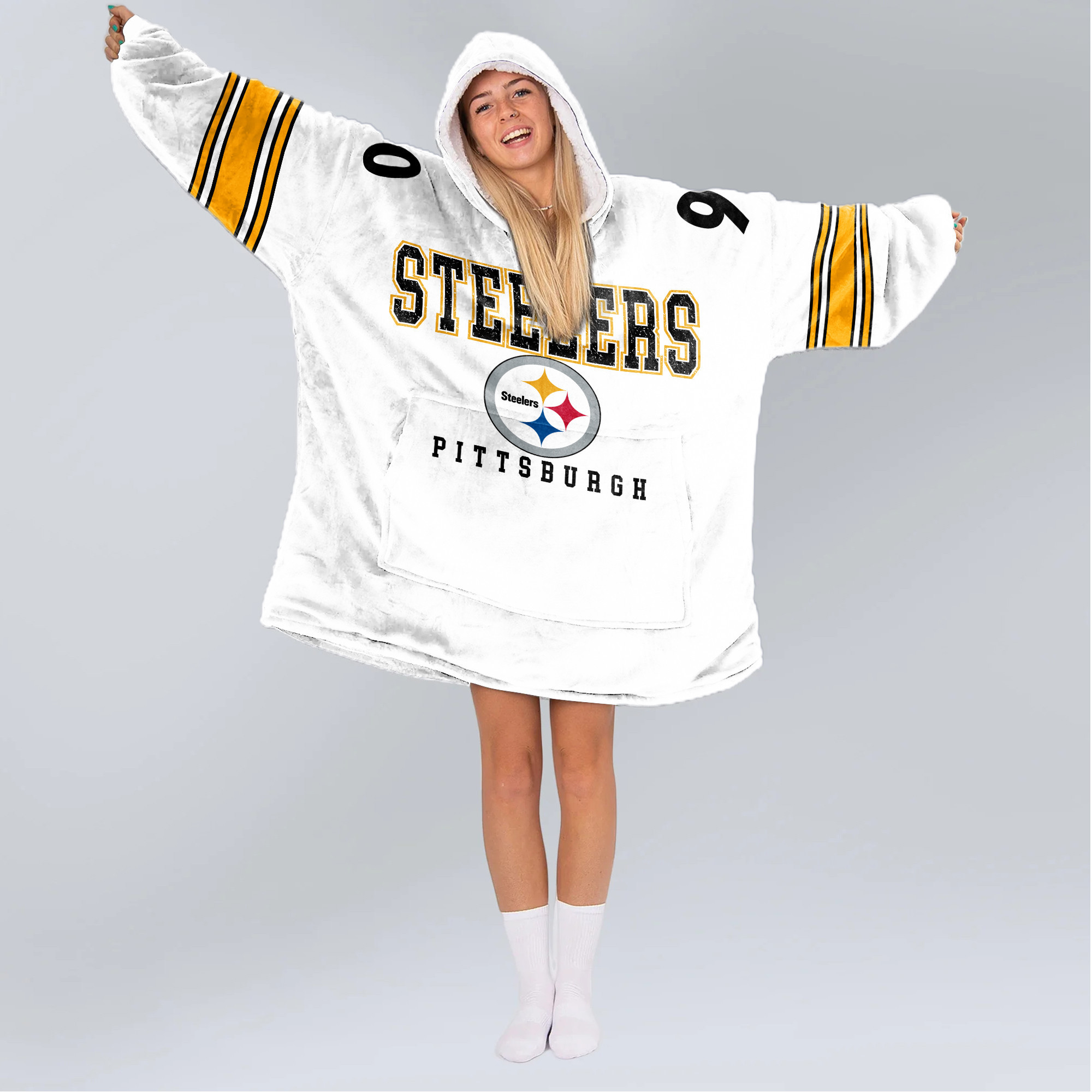 Adult 90 Pittsburgh Football Unisex Blanket Hoodie