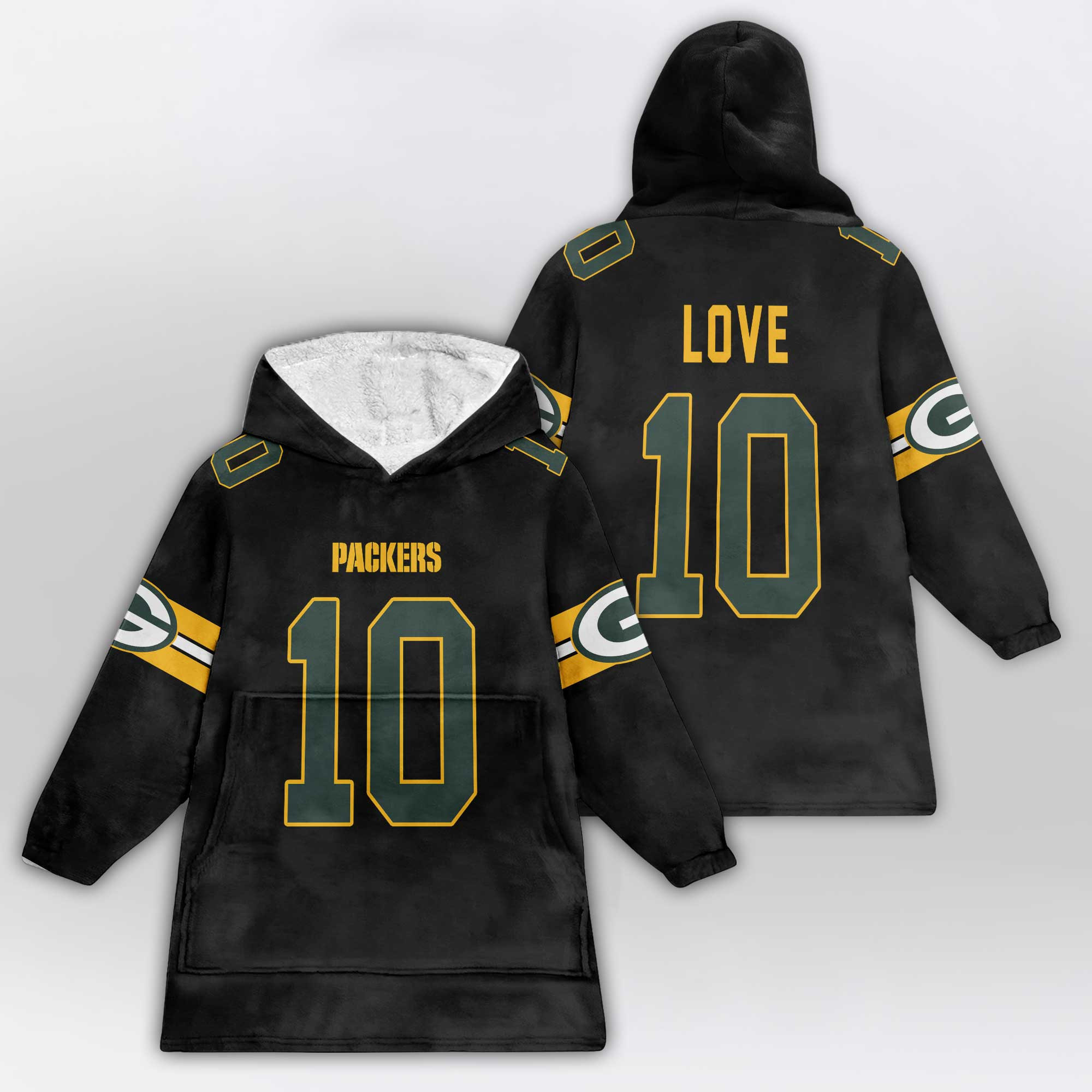 Adult 10 Green Bay Football Unisex Blanket Hoodie