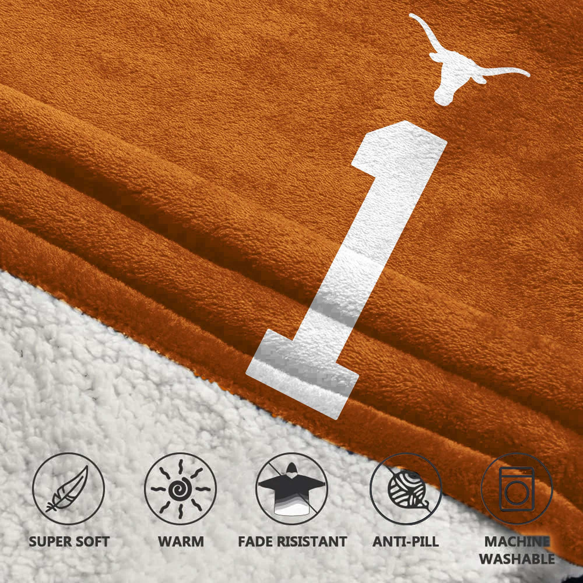 Adult #1 Texas Longhorns Football Unisex Blanket Hoodie
