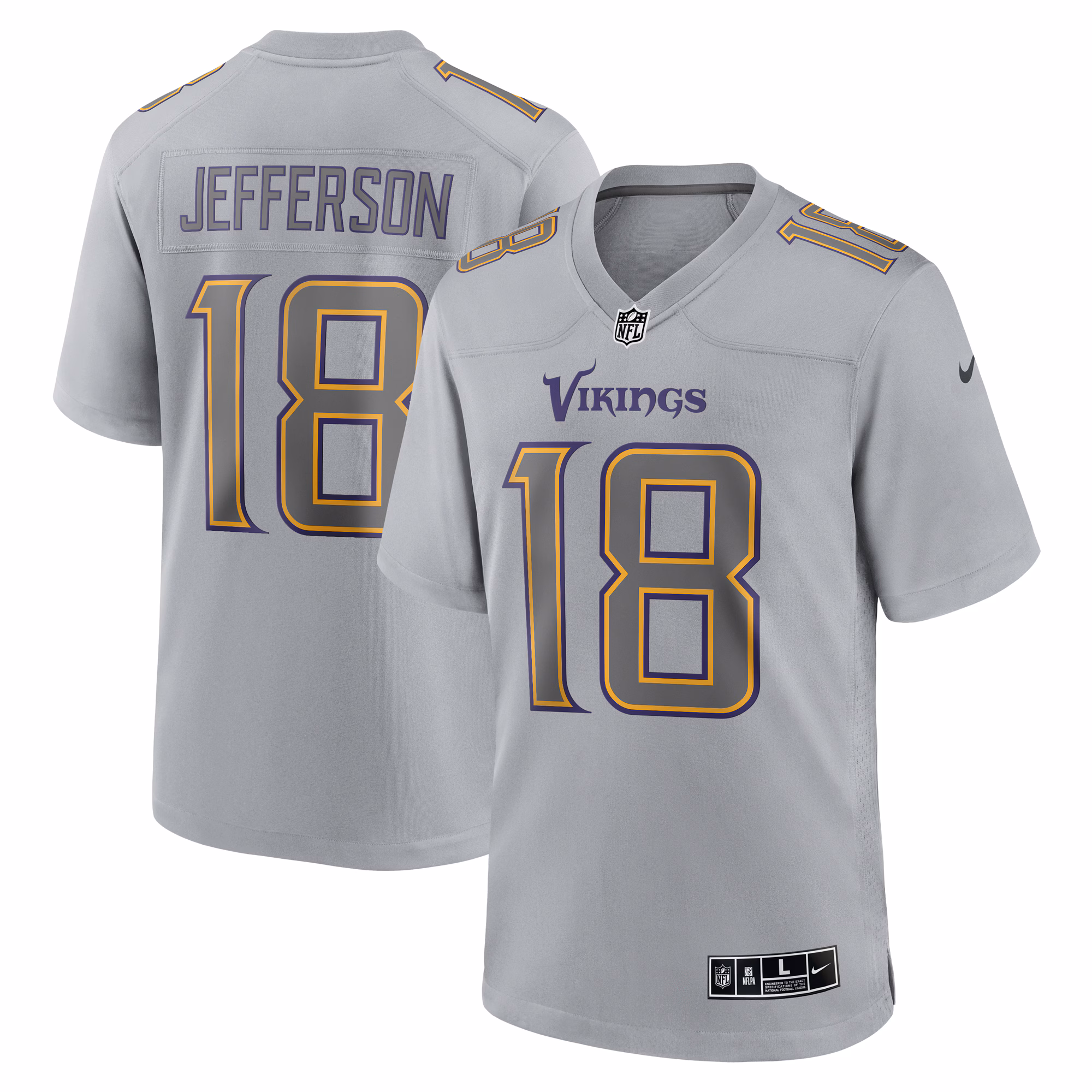 Justin Jefferson Minnesota Vikings Atmosphere Fashion Game Jersey - Gray