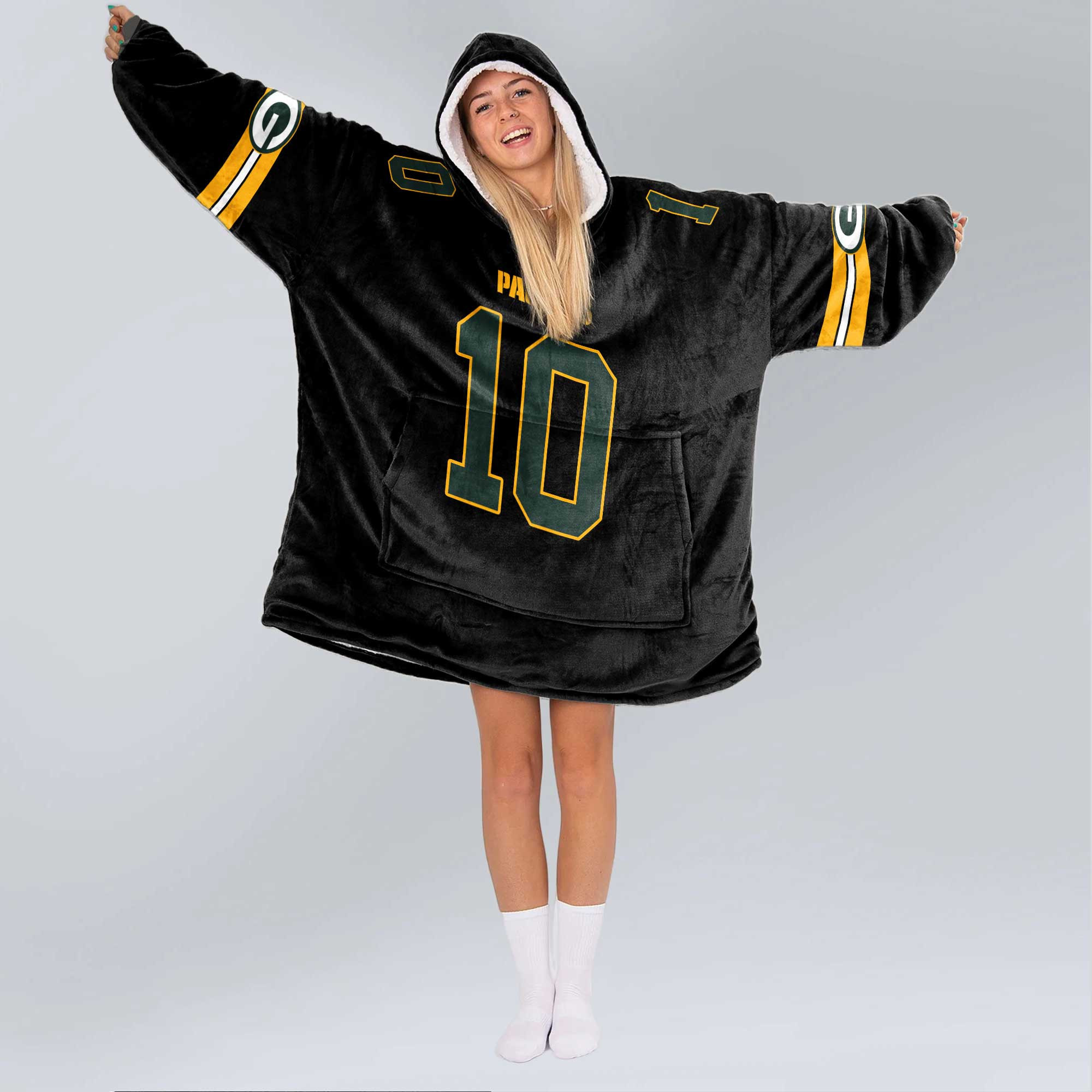 Adult 10 Green Bay Football Unisex Blanket Hoodie