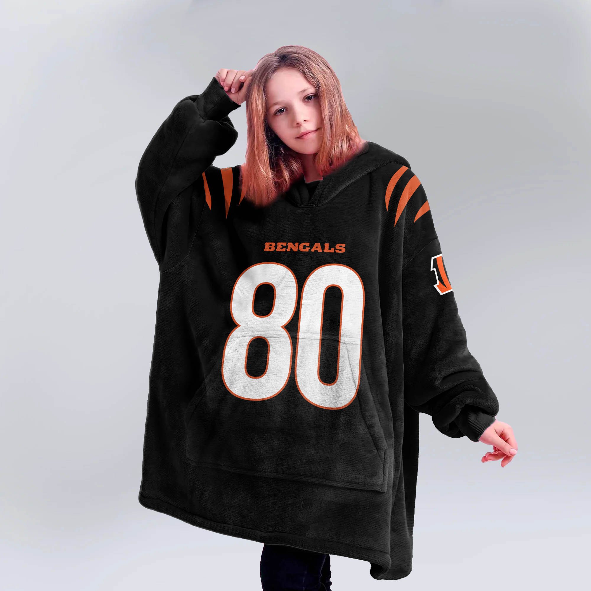 Adult 80 Cincinnati Football Unisex Blanket Hoodie