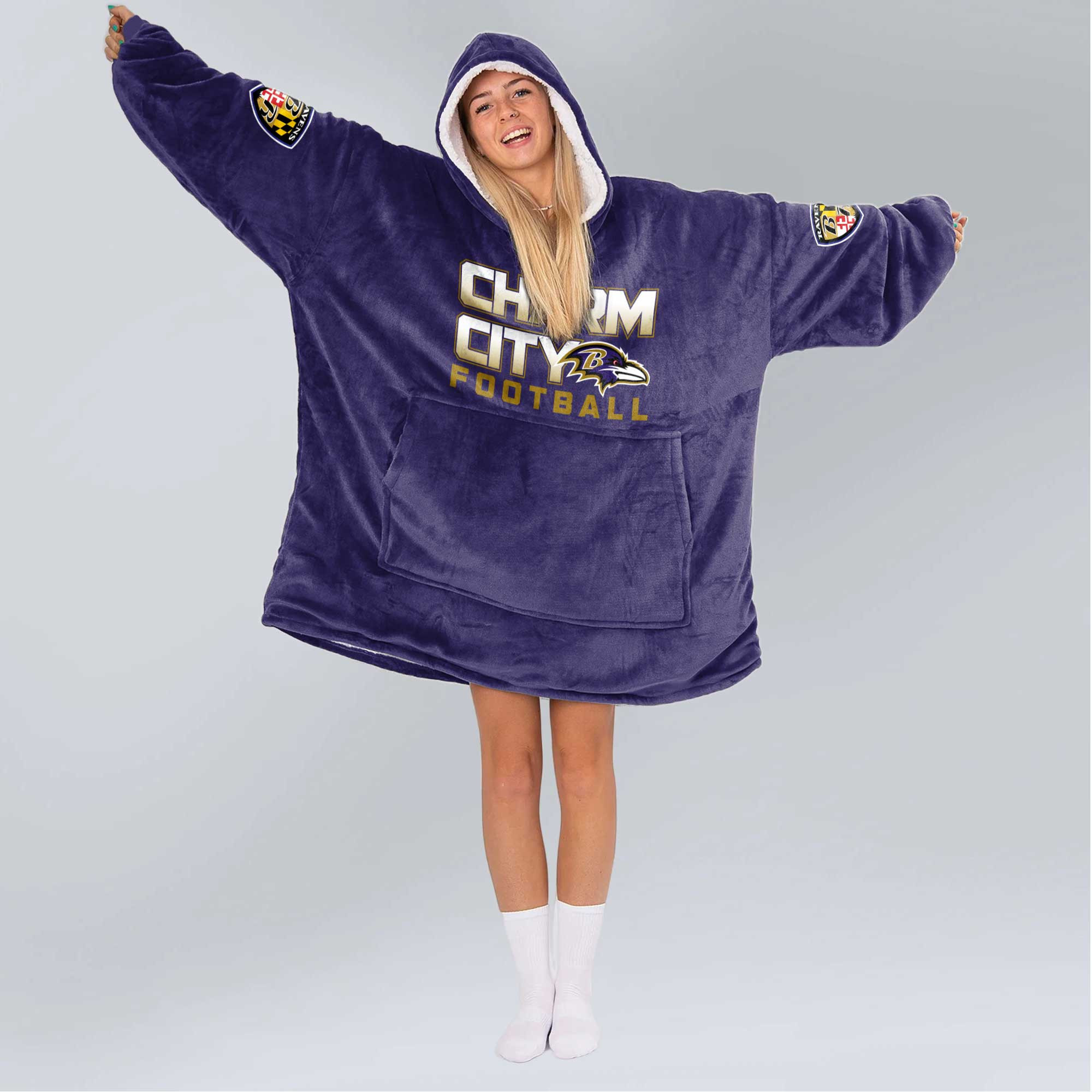 Adult 8 Baltimore Football Unisex Blanket Hoodie