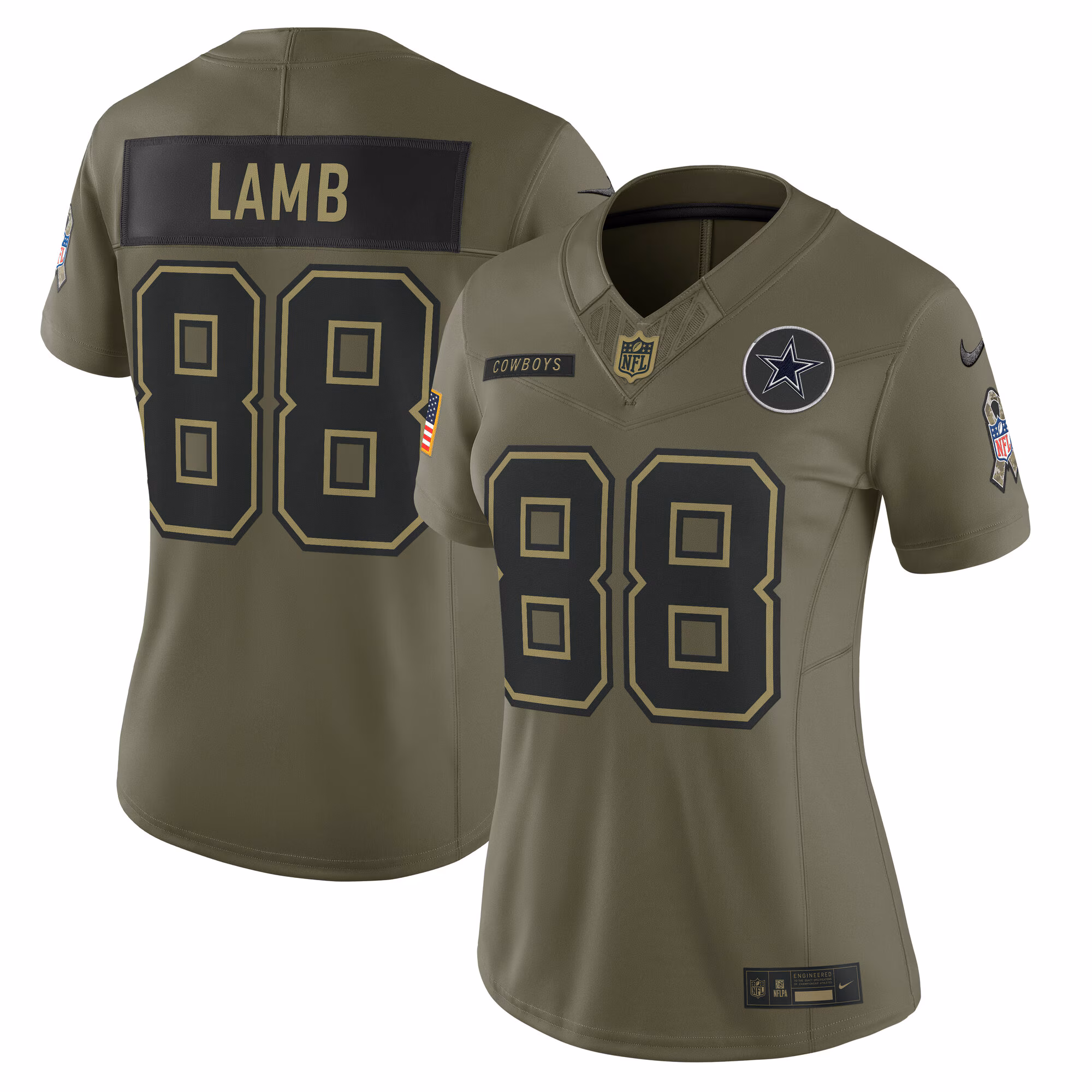 Women's Dallas Cowboys CeeDee Lamb Olive 2025 Salute to Service Limited Jersey