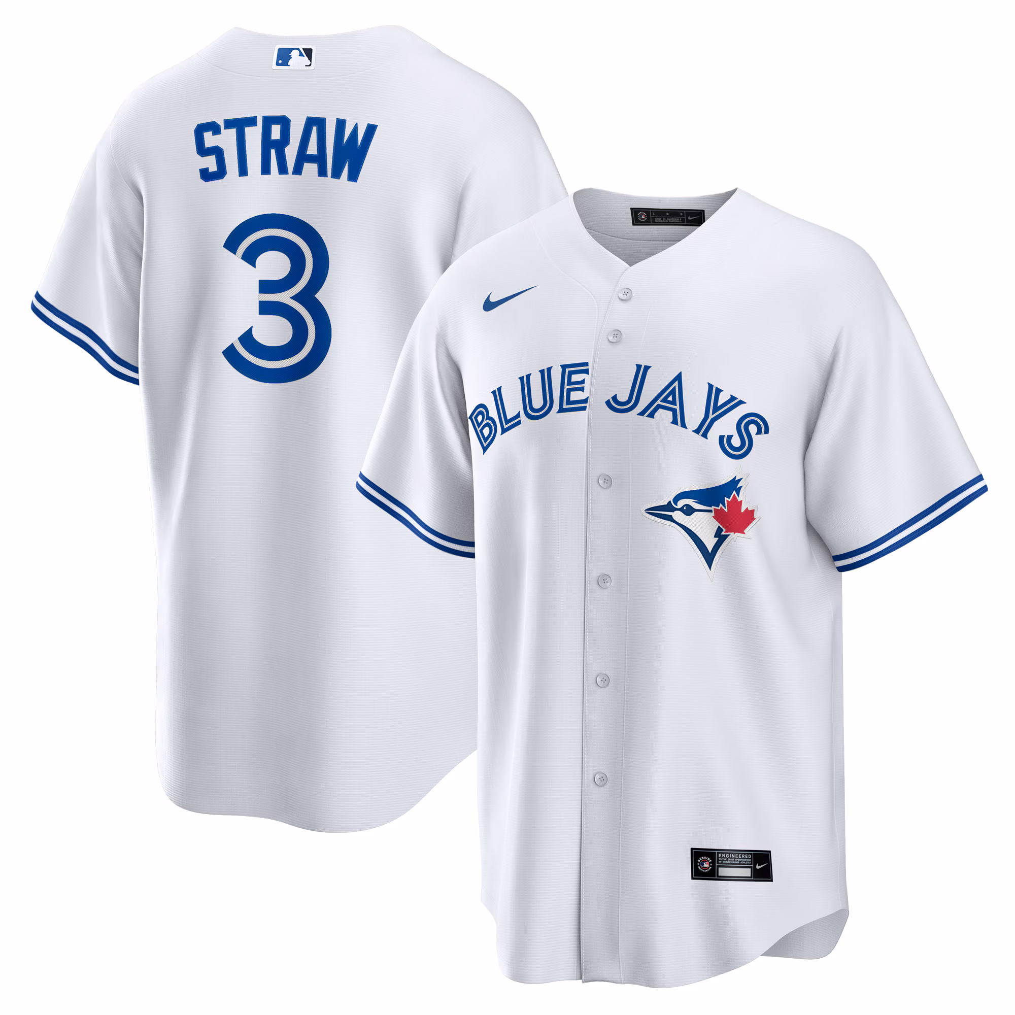 Myles Straw #3 Toronto Blue Jays Home Replica Jersey - White