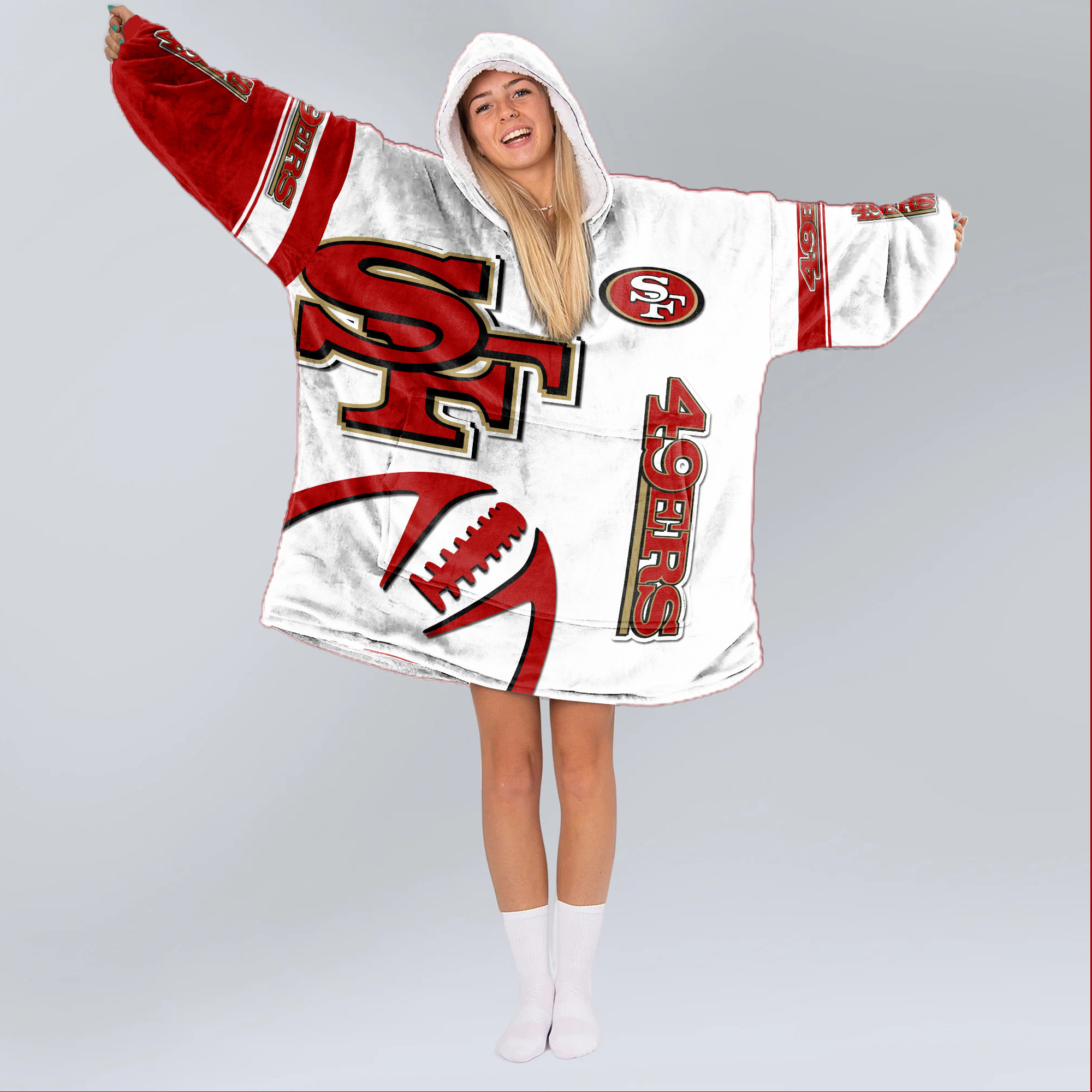 Adult San Francisco 49ers Football Unisex Blanket Hoodie