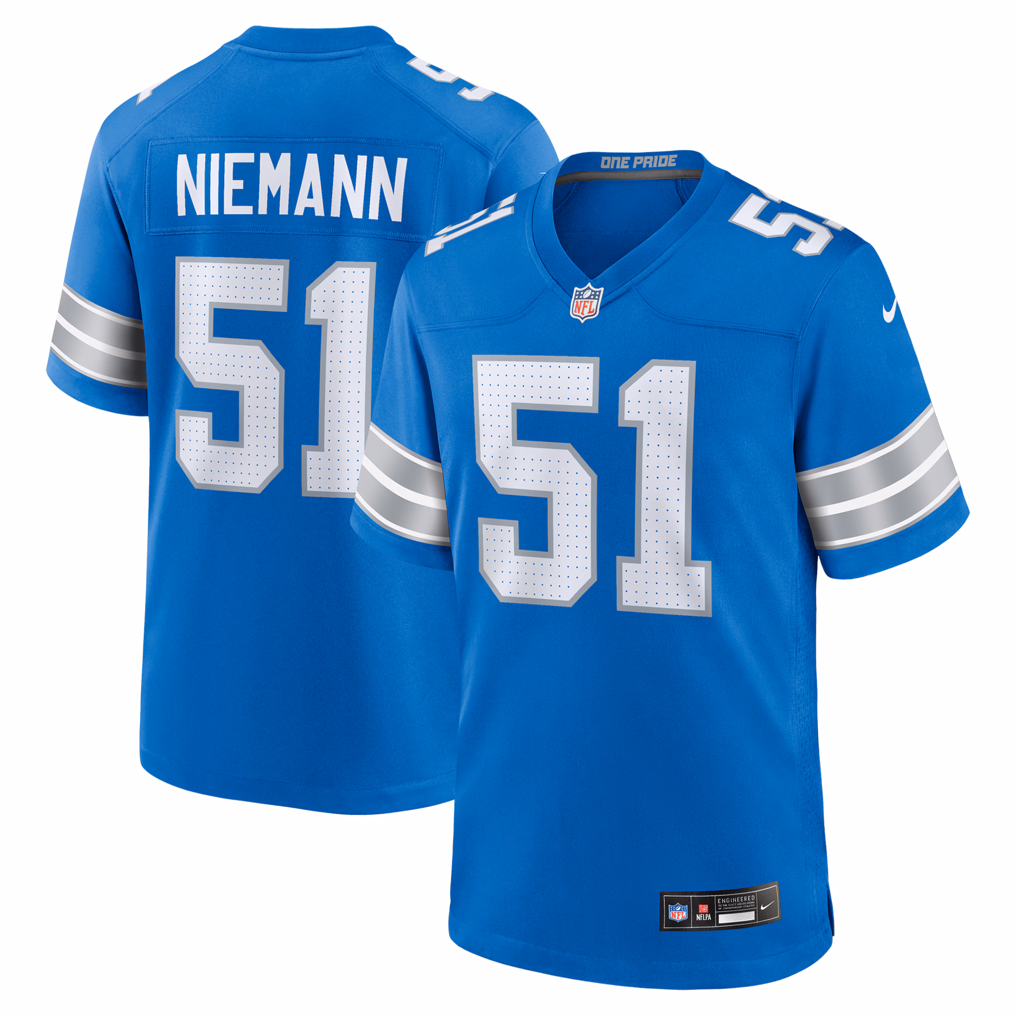 Ben Niemann Detroit Lions Team Game Jersey -  Blue