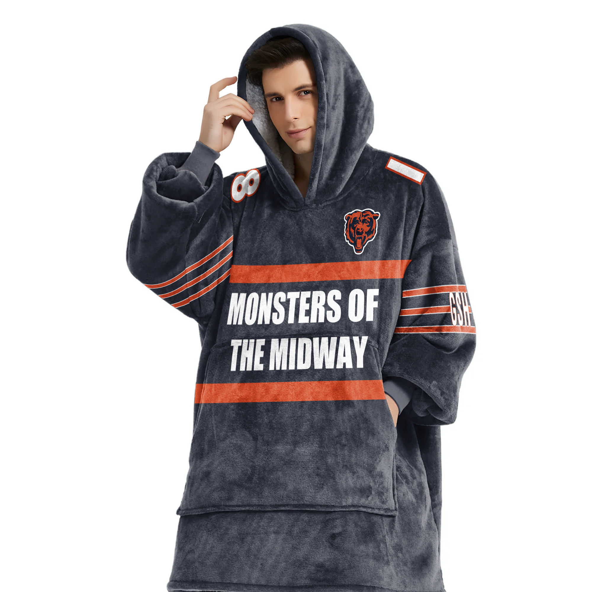 Adult Monsters Of The Midway 18 Chicago Football Unisex Blanket Hoodie