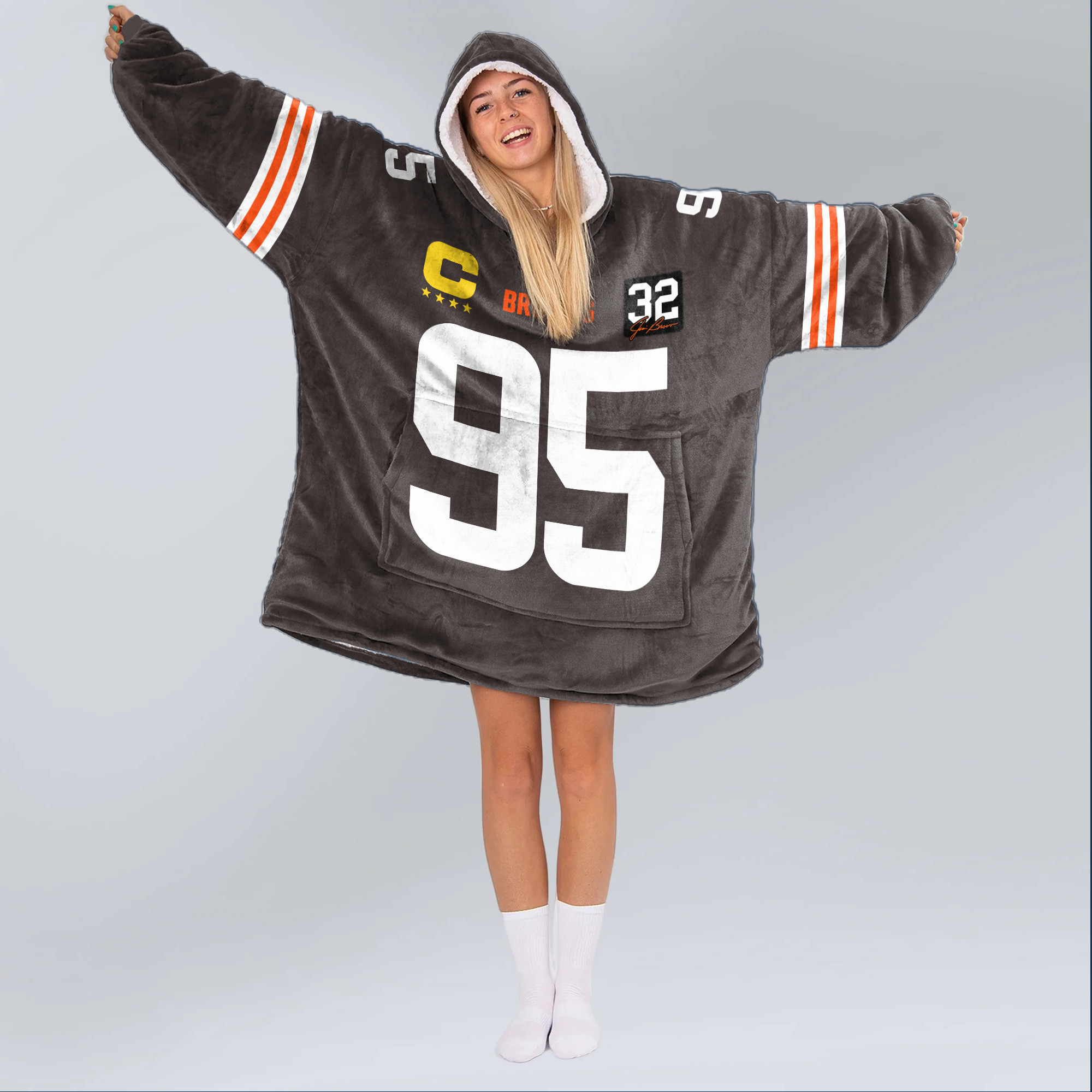 Adult Captain MG 95 Cleveland Football Unisex Blanket Hoodie