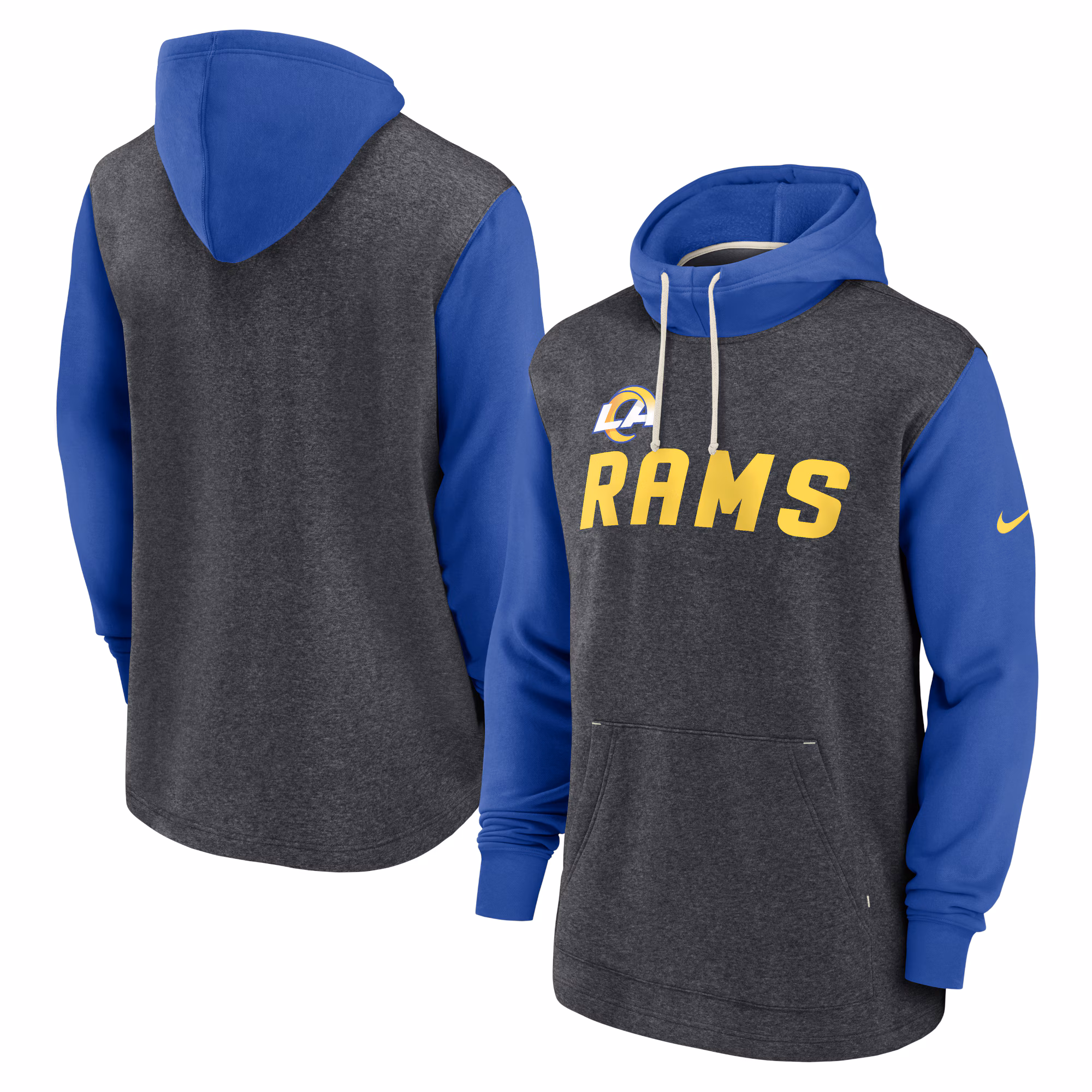 Los Angeles Rams Surrey Legacy Pullover Hoodie - Heathered Charcoal/Royal