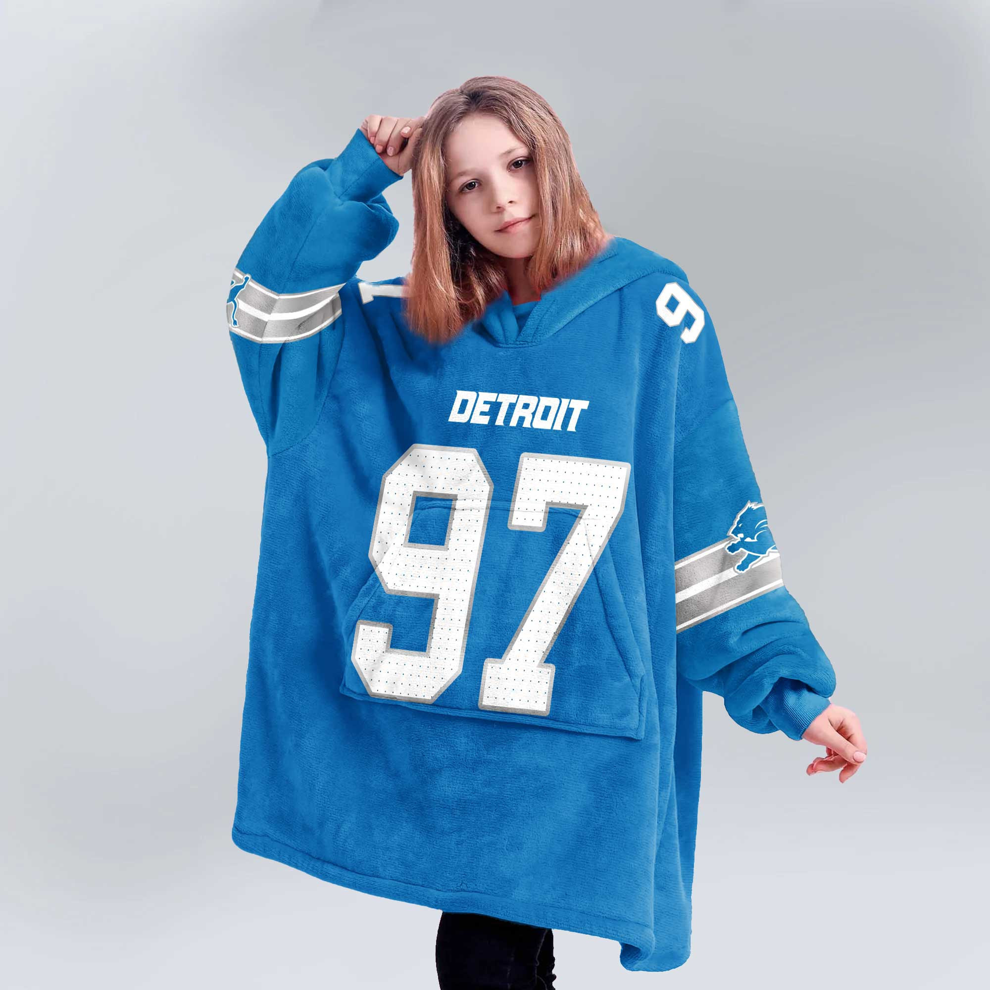 Adult 97 Detroit Football Unisex Blanket Hoodie