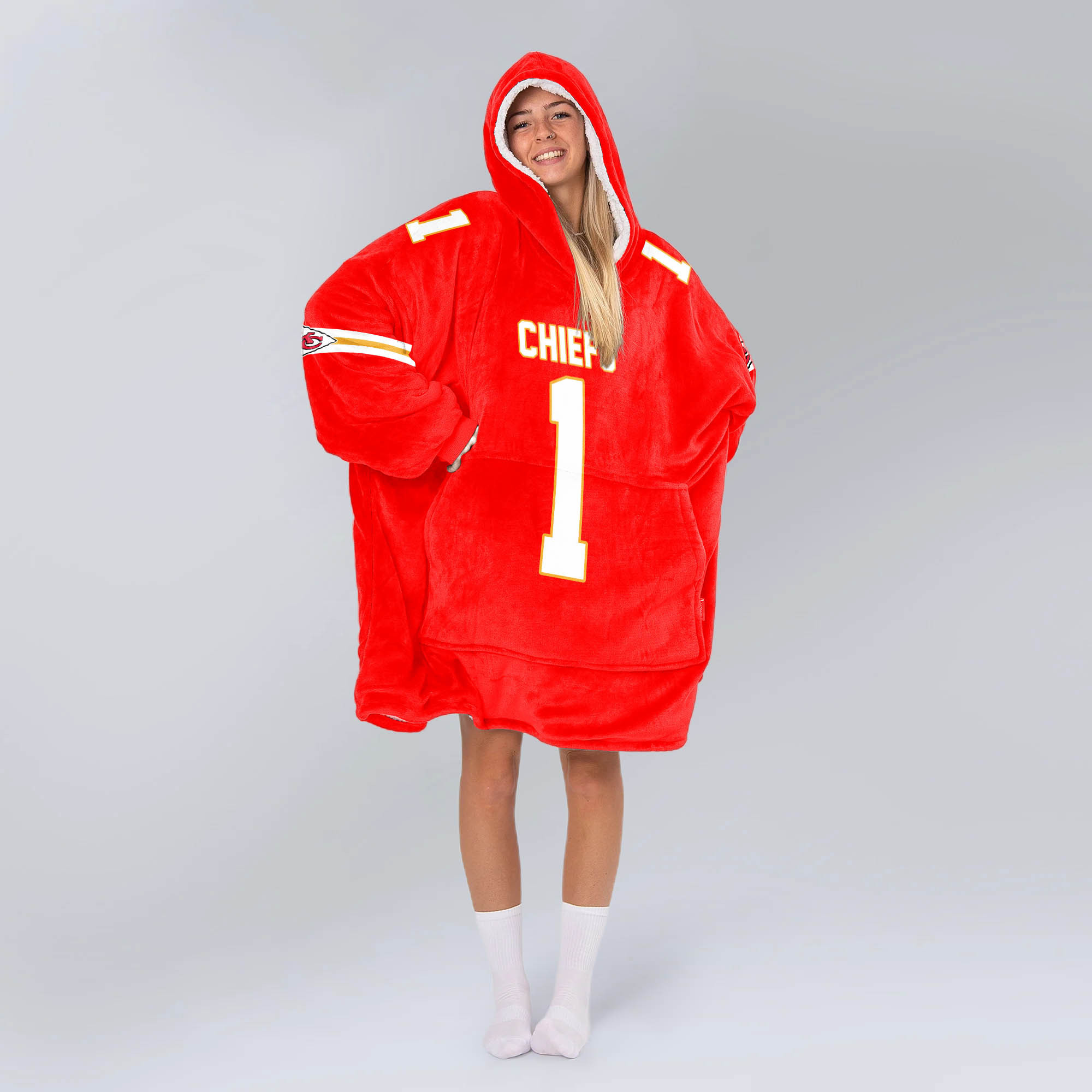 Adult 1 Kansas City Football Unisex Blanket Hoodie