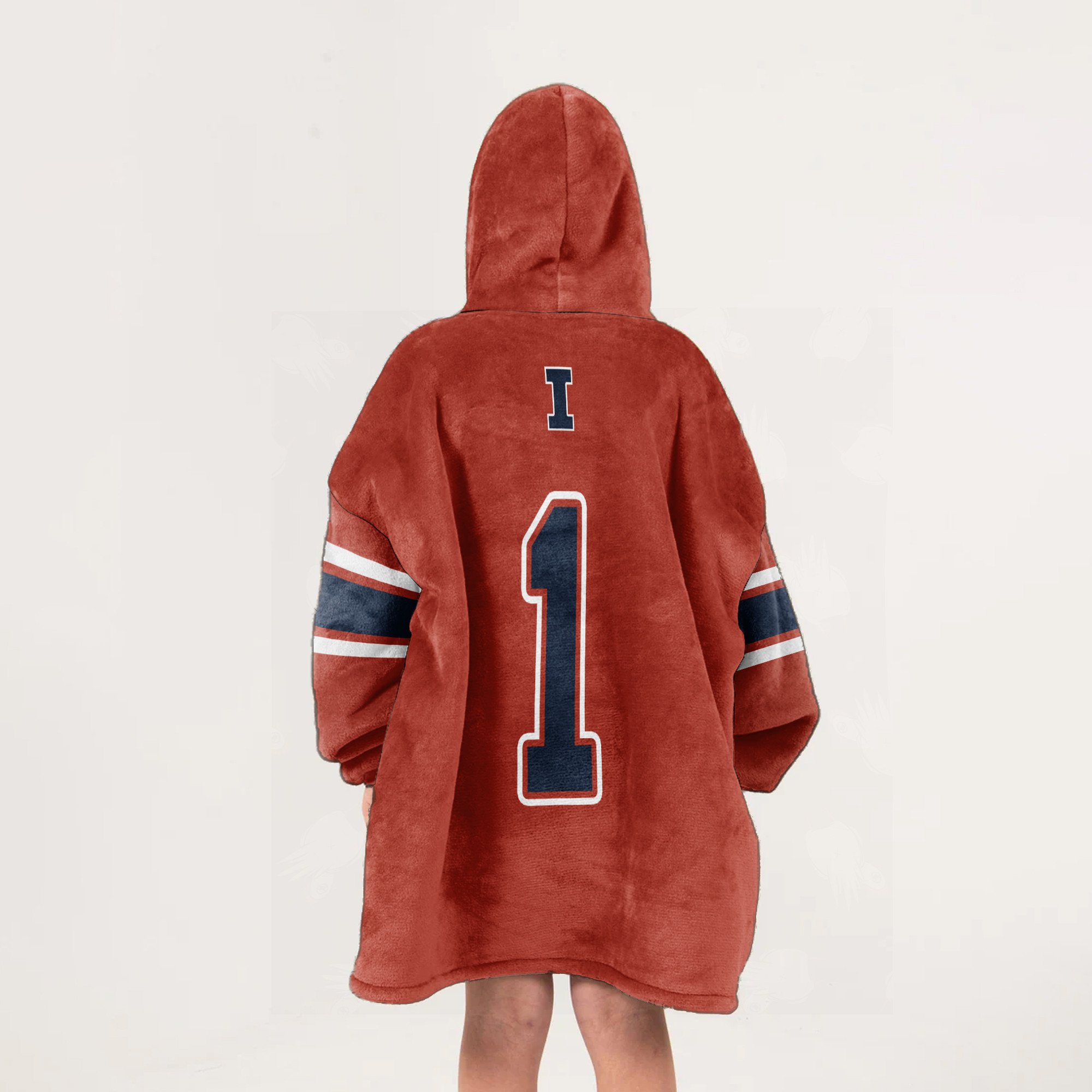 Adult #1 Illinois Football Unisex Blanket Hoodie
