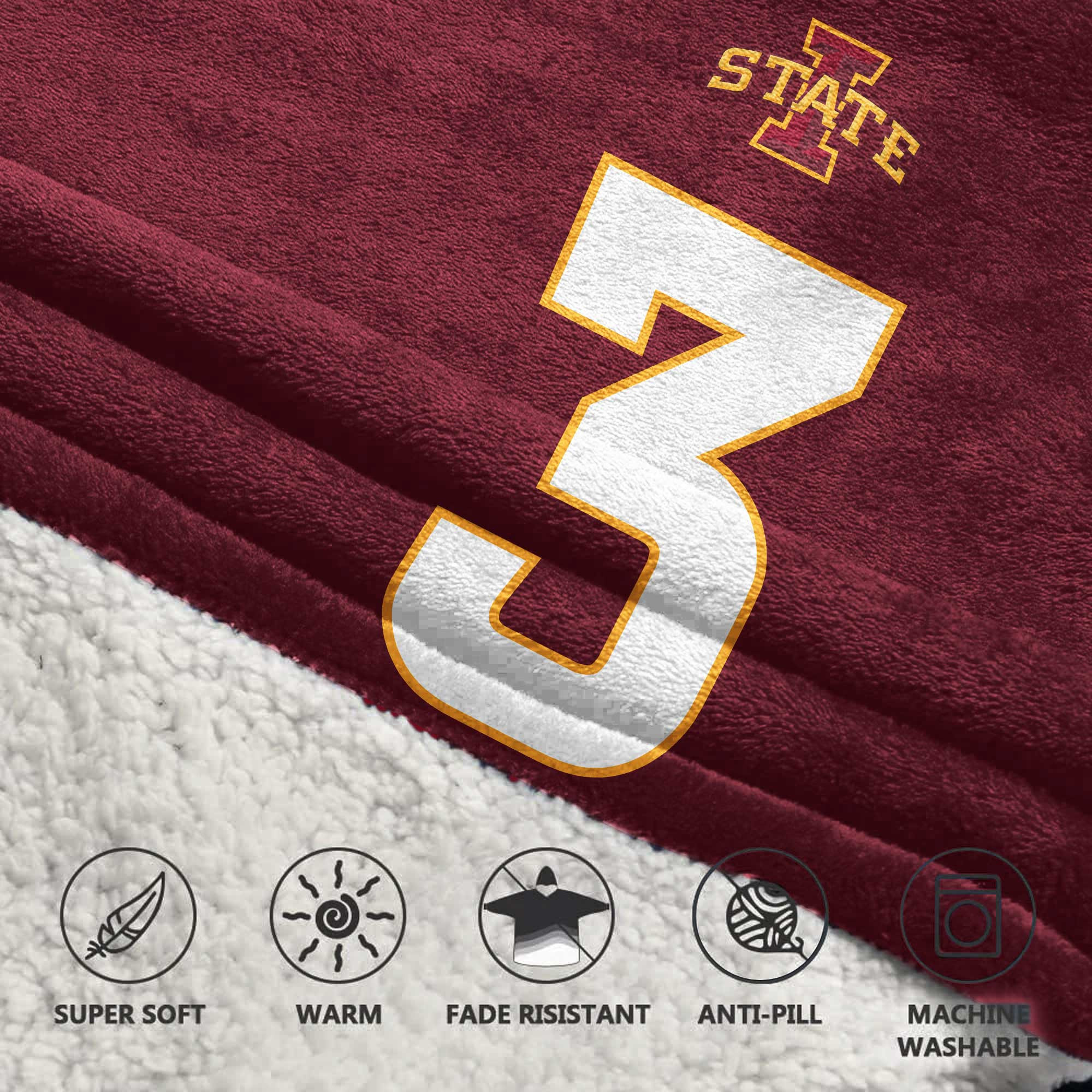 Adult 3 Iowa State Football Unisex Blanket Hoodie