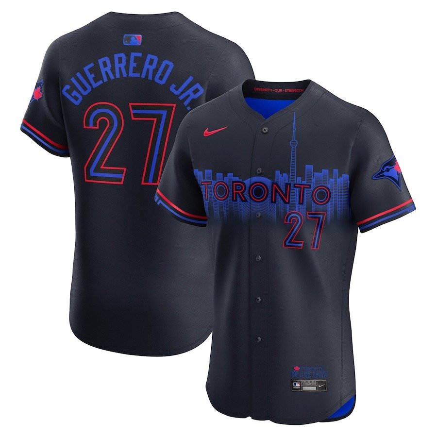 Men's #27 Vladimir Guerrero Jr. Toronto Blue Jays  2024 City Connect Elite Player Navy Jersey