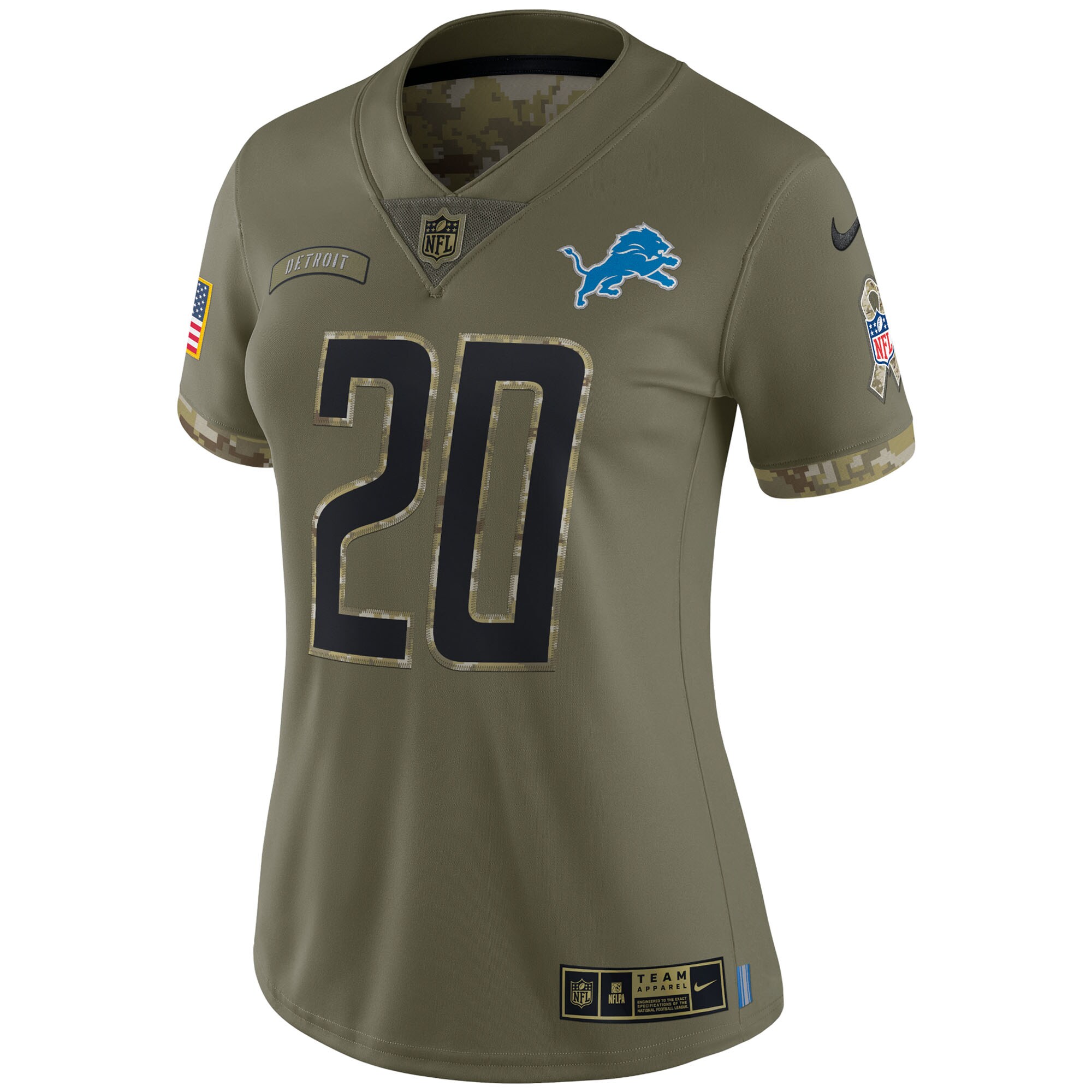 Barry Sanders Detroit Lions  Women's 2022 Salute To Service Retired Player Limited Jersey - Olive
