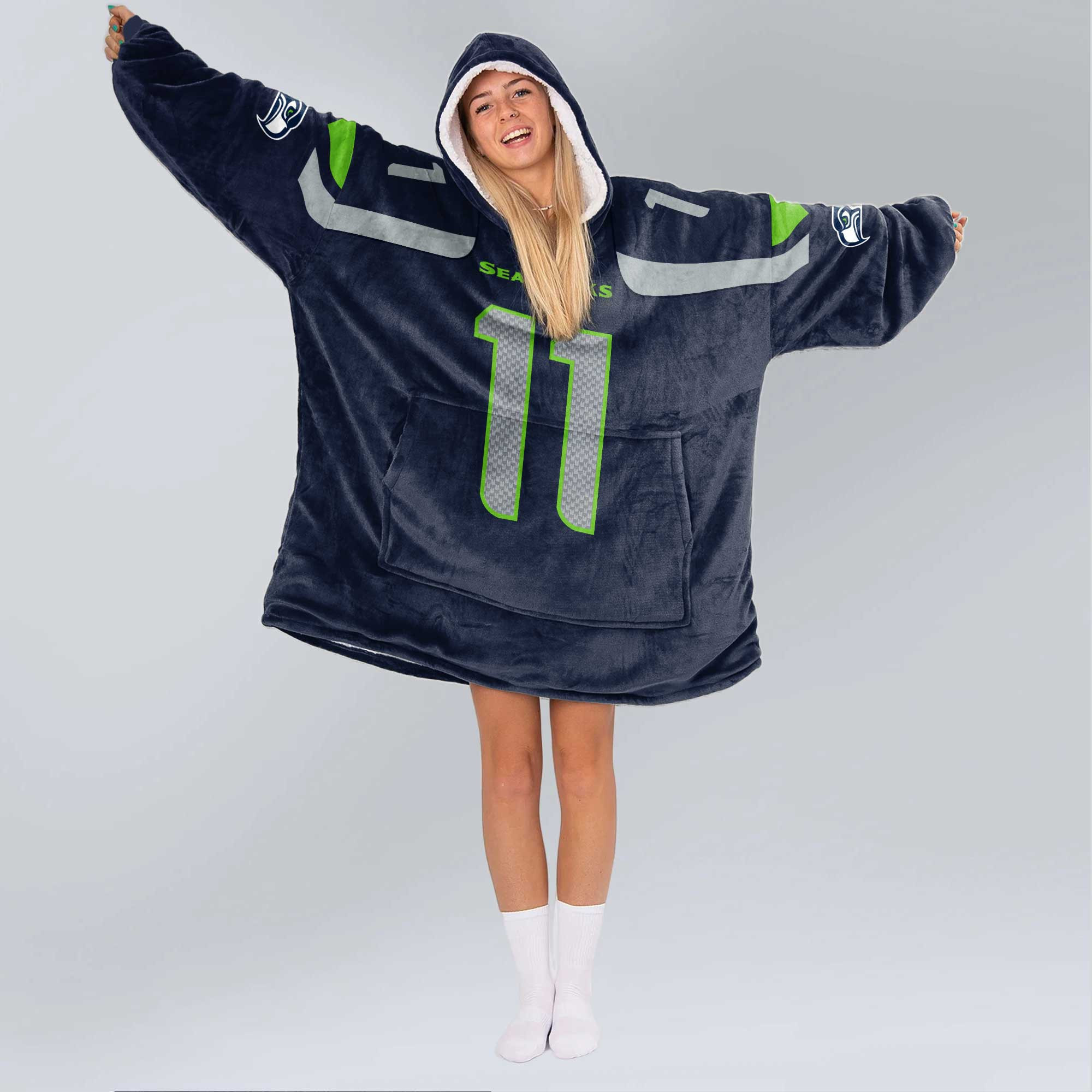 Adult 11 Seattle Football Unisex Blanket Hoodie