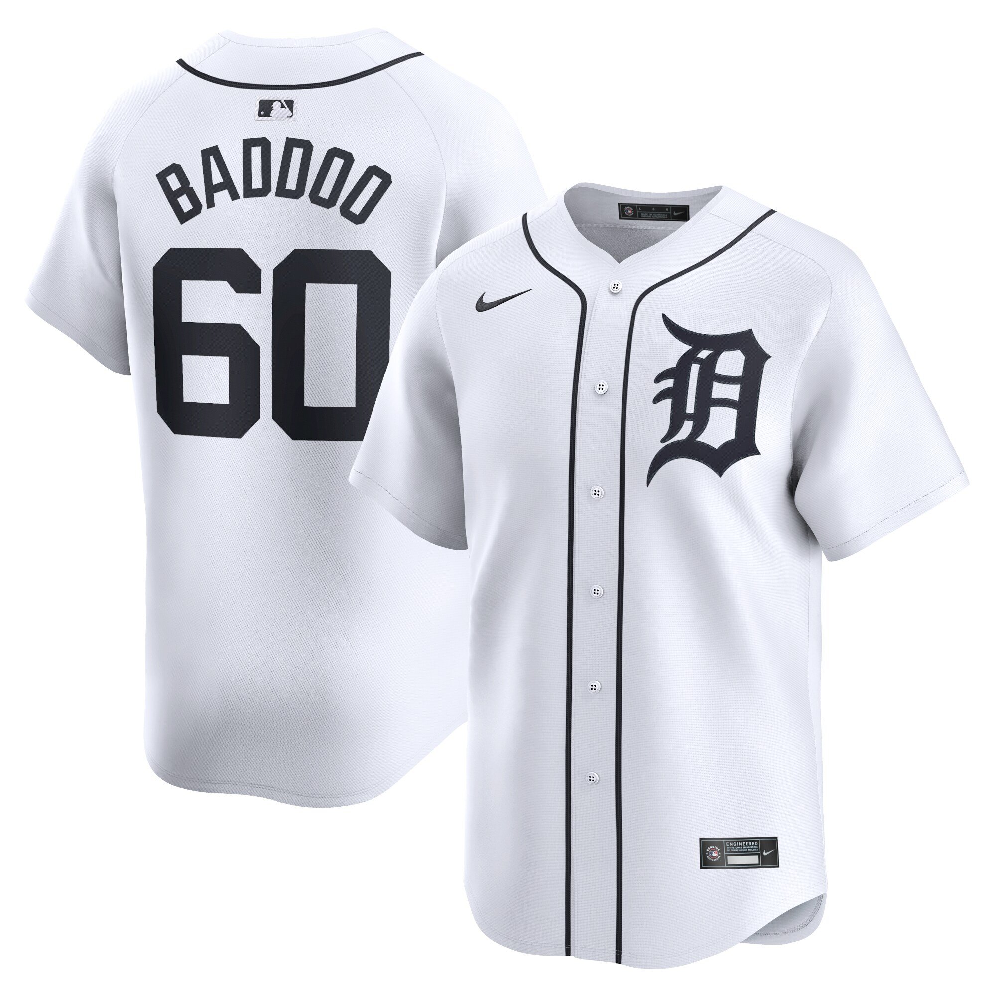 Men's Detroit Tigers #60 Akil Baddoo  White Home Limited Player Jersey