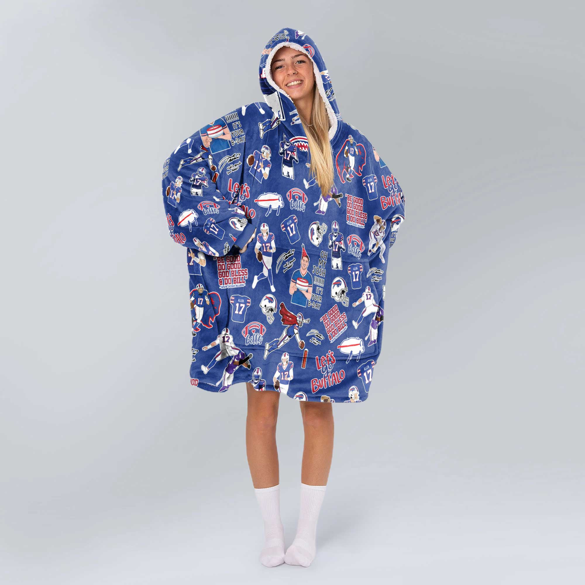 Pattern J.A 17 Buffalo Football Unisex Blanket Hoodie