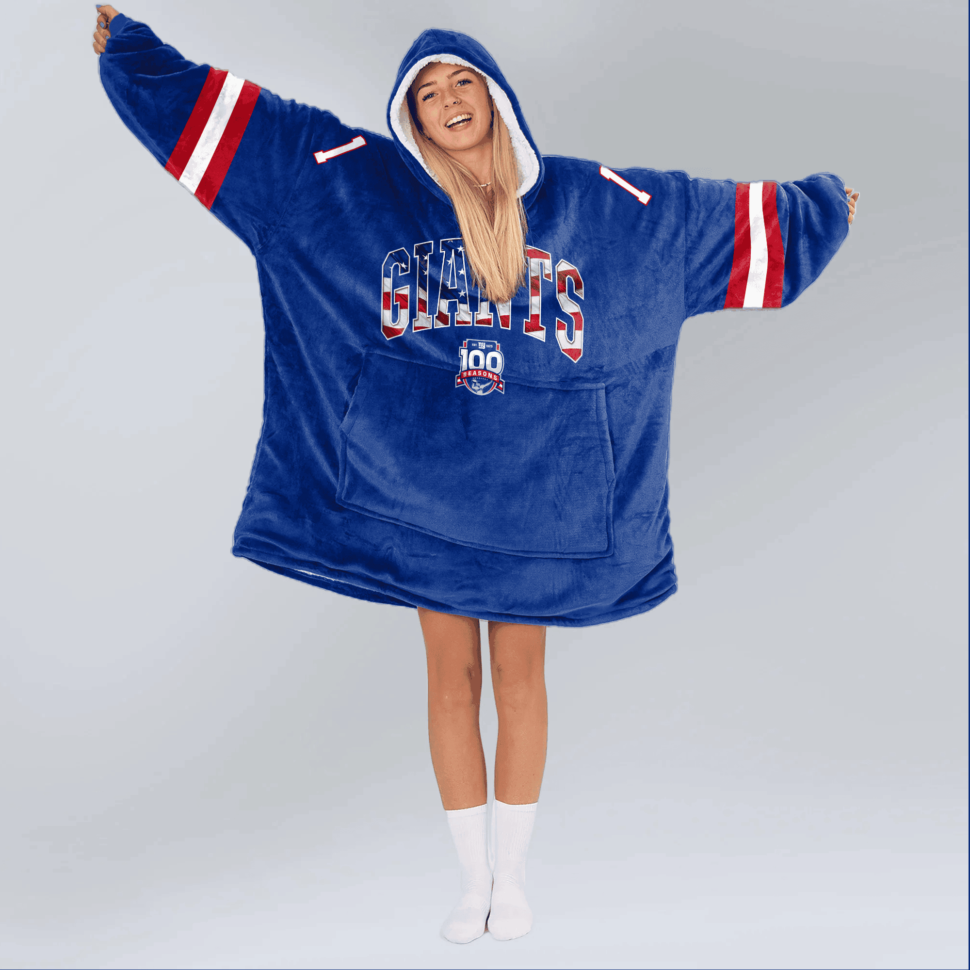 Adult MN 1 New York G Football Unisex Blanket Hoodie