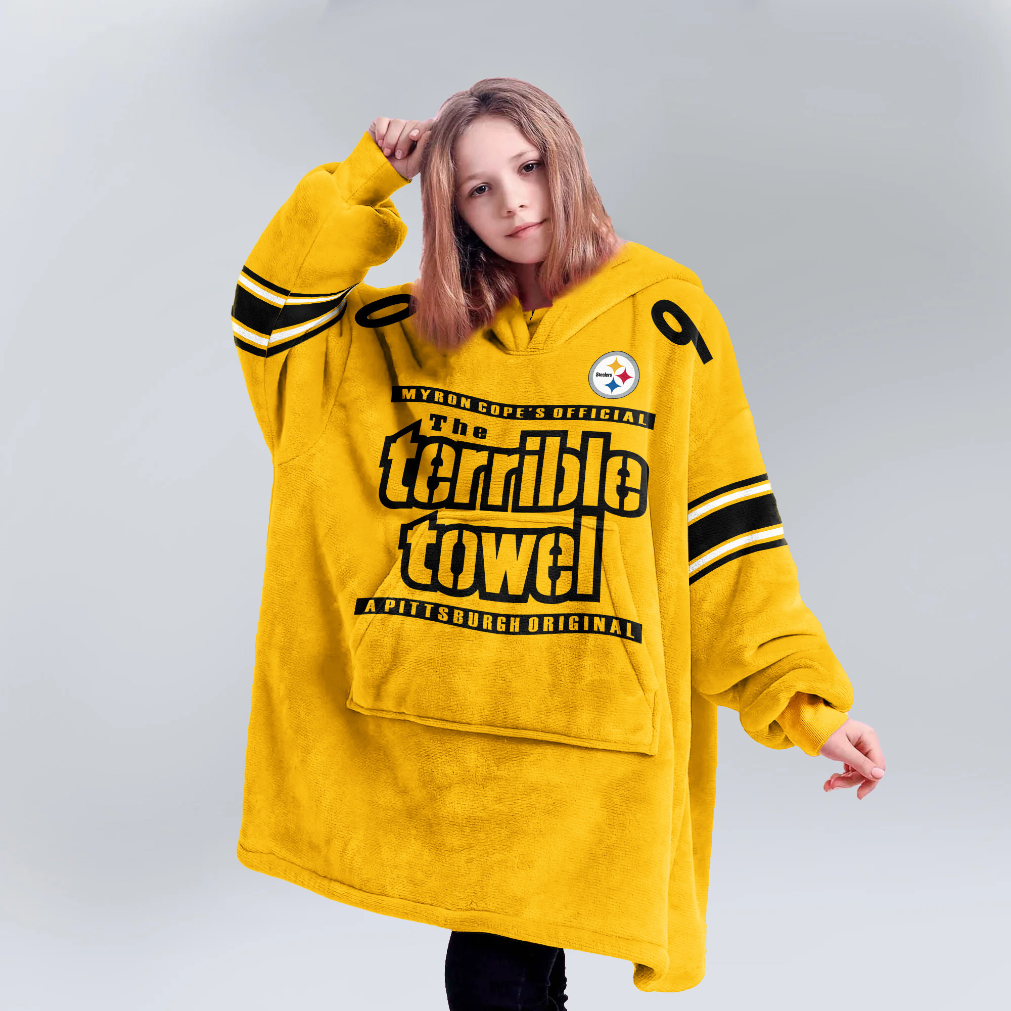 Adult Terrible Towel 90 Pittsburgh Football Unisex Blanket Hoodie
