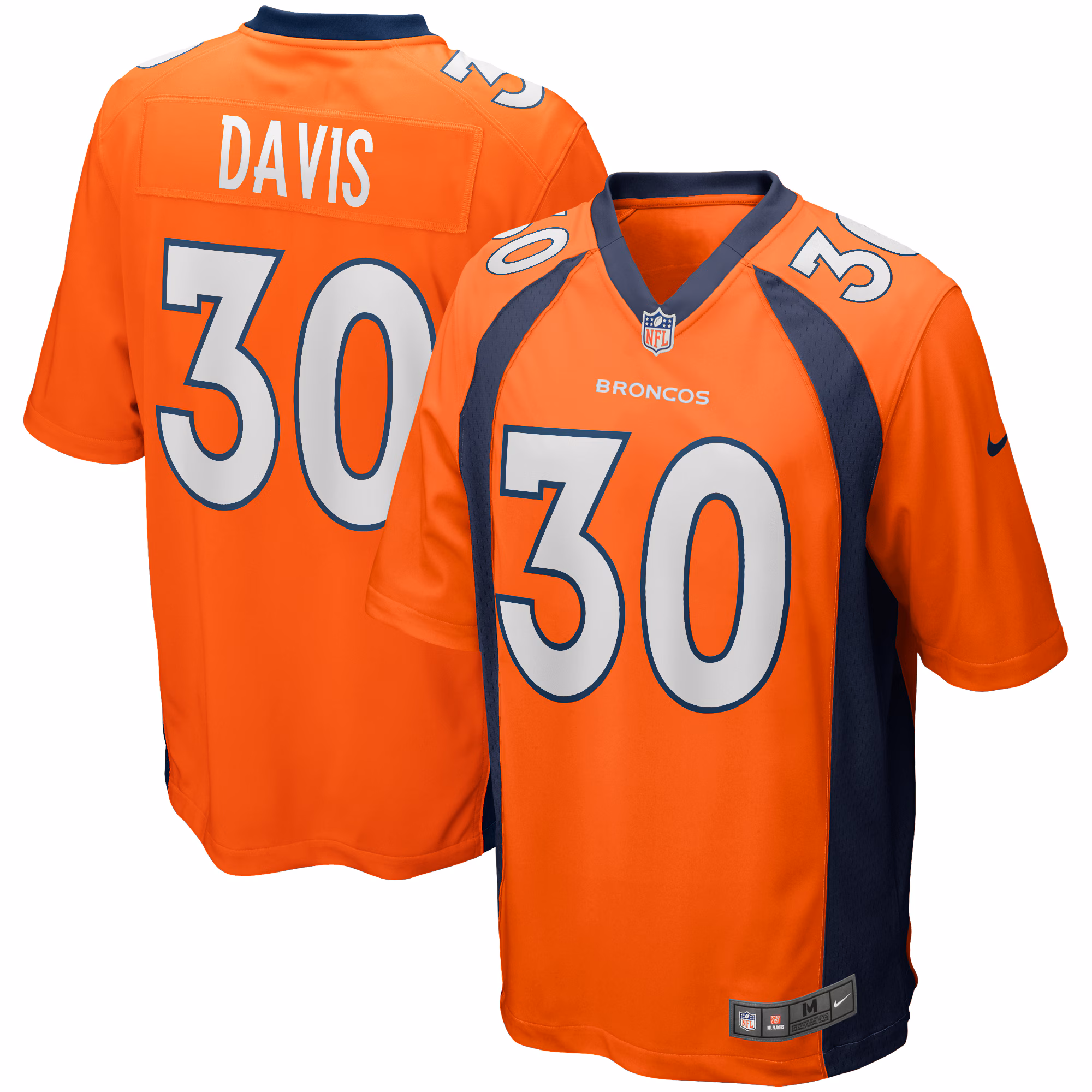 Terrell Davis Denver Broncos Game Retired Player Jersey - Orange