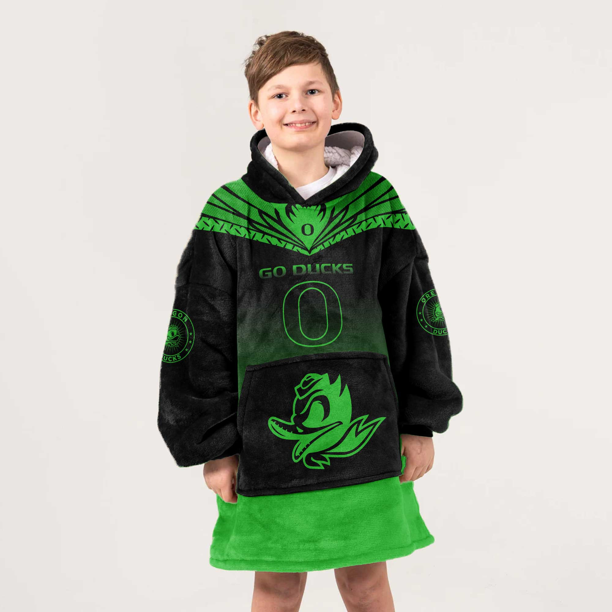 Kid Oregon Football Unisex Blanket Hoodie