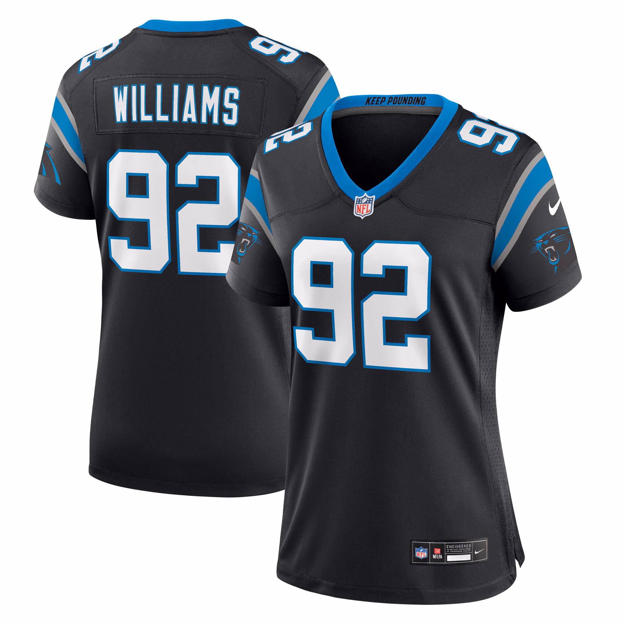 Raequan Williams Carolina Panthers Women's Team Game Jersey - Black