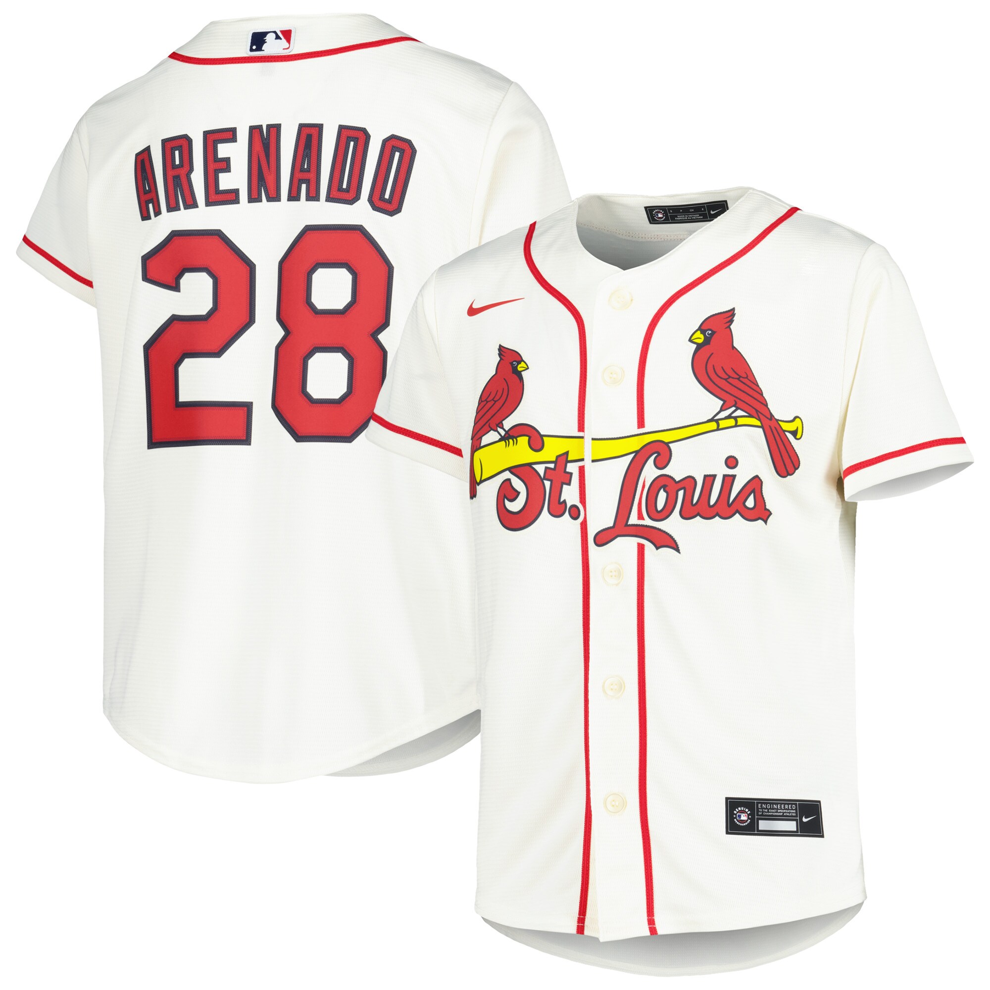 Nolan Arenado St.Louis Cardinals  Youth Alternate Replica Player Jersey - Cream