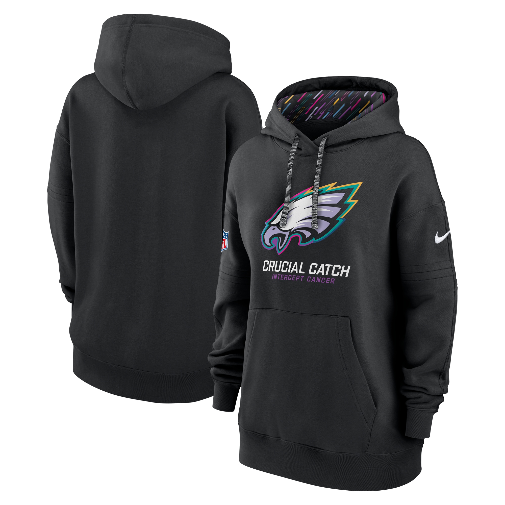 Philadelphia Eagles Women's 2024 NFL Crucial Catch Club Pullover Hoodie - Black