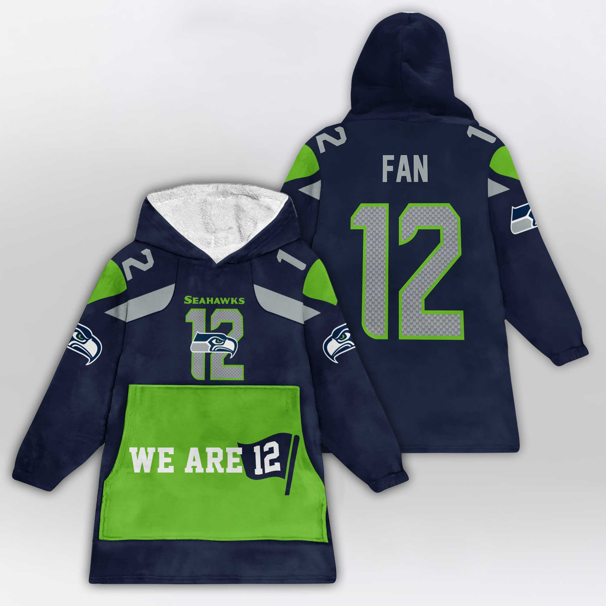 Kid We Are 12 Seattle Football Unisex Blanket Hoodie