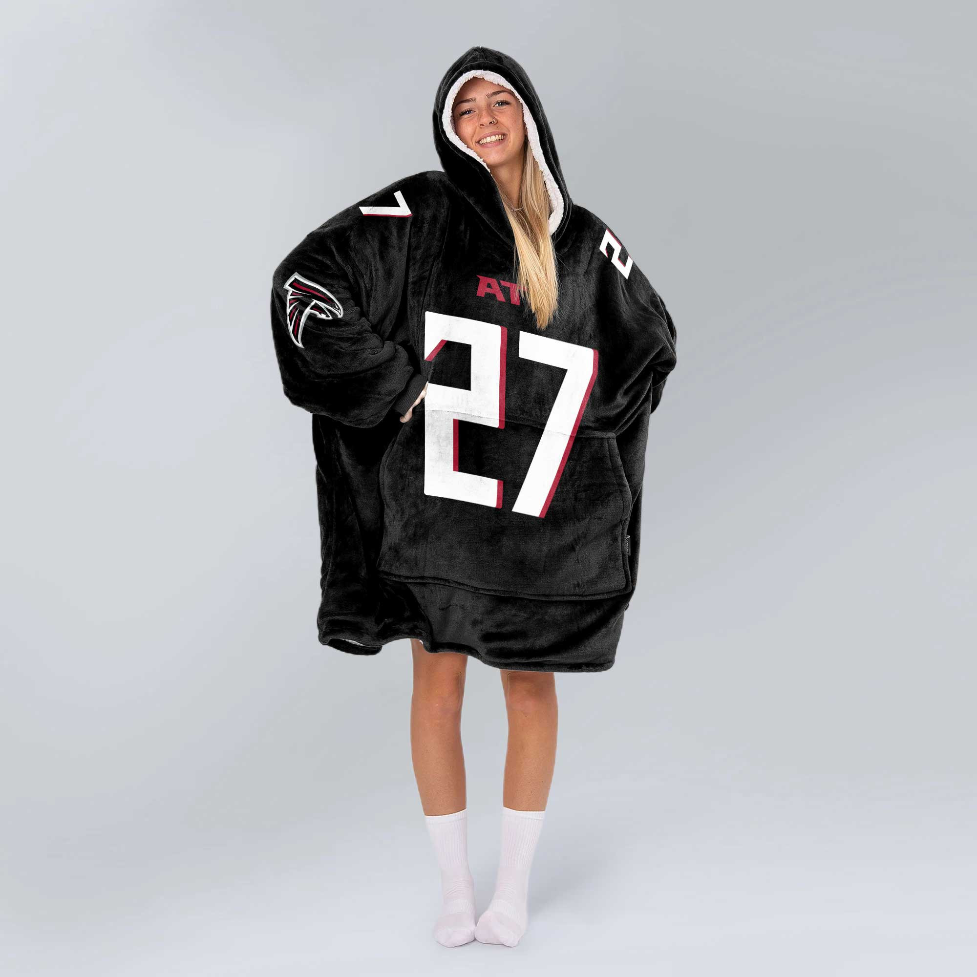 Adult 27 Atlanta Football Unisex Blanket Hoodie