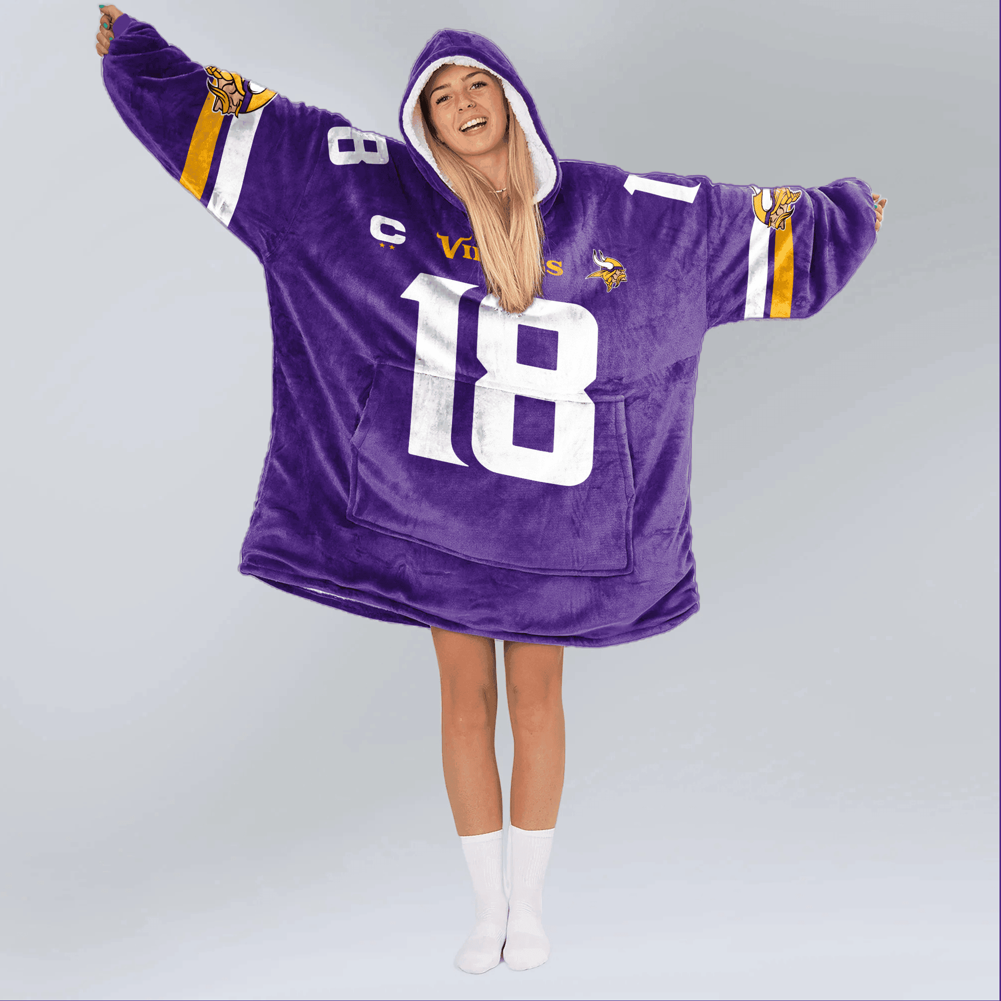 Adult Captain 18 Minnesota Football Unisex Blanket Hoodie
