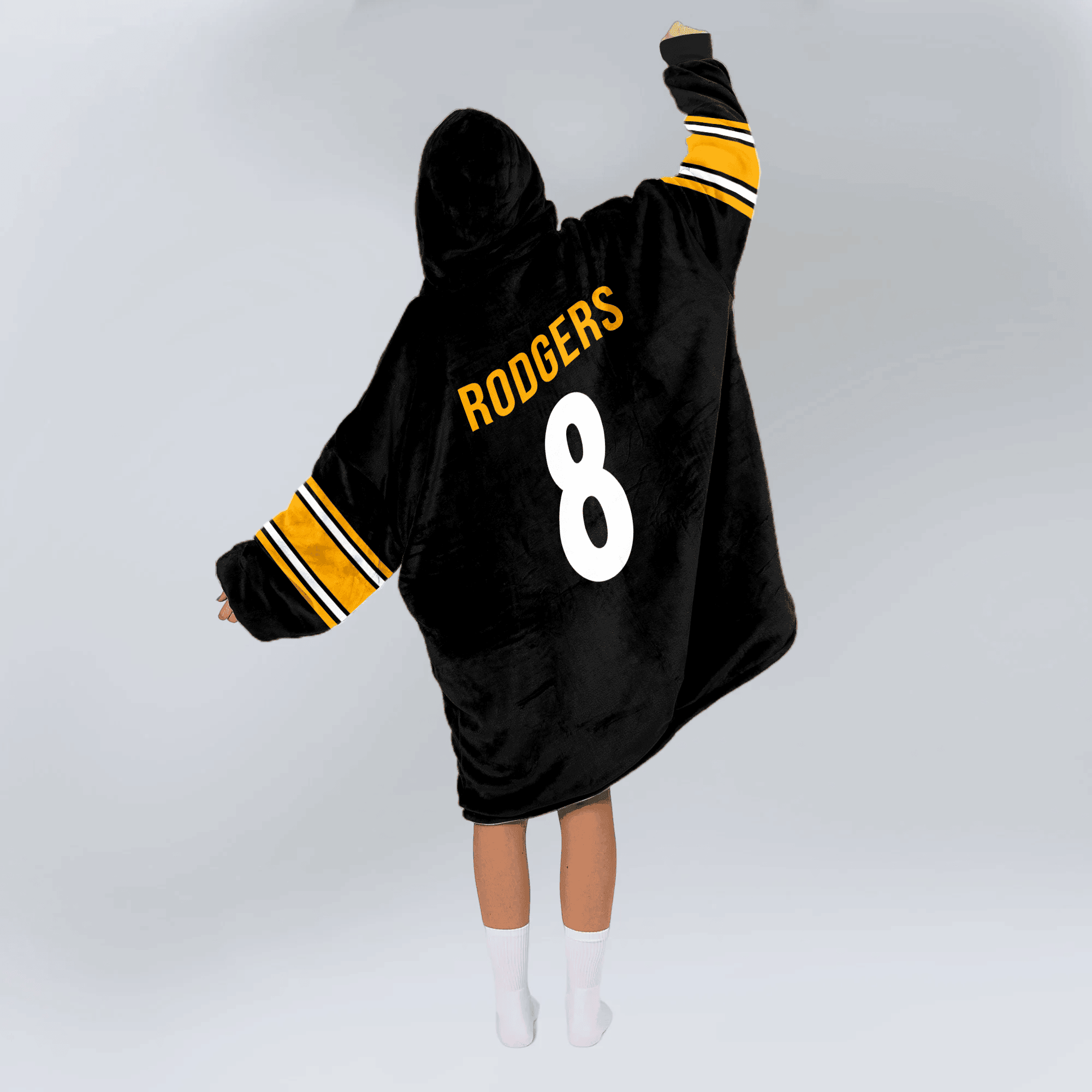 Adult 8 Pittsburgh Football Unisex Blanket Hoodie