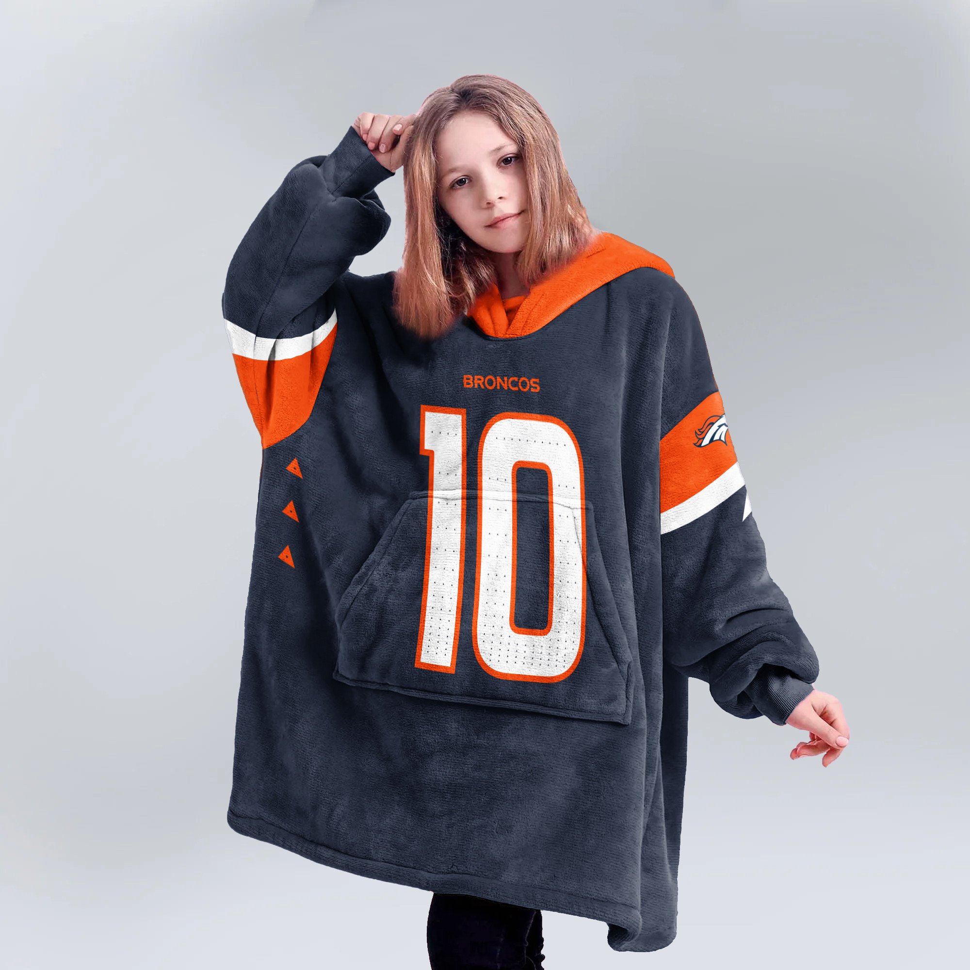 Adult 10 Denver Football Unisex Blanket Hoodie