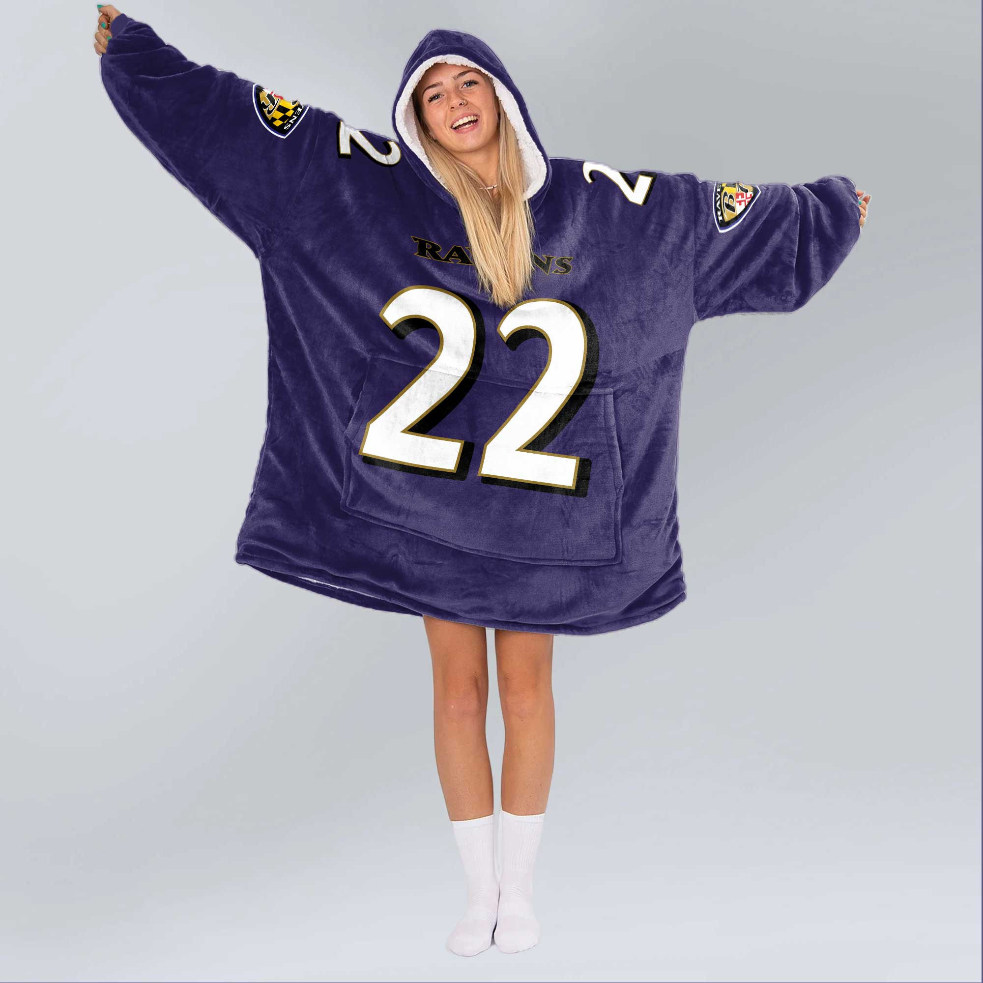 Adult 22 Baltimore Football Unisex Blanket Hoodie