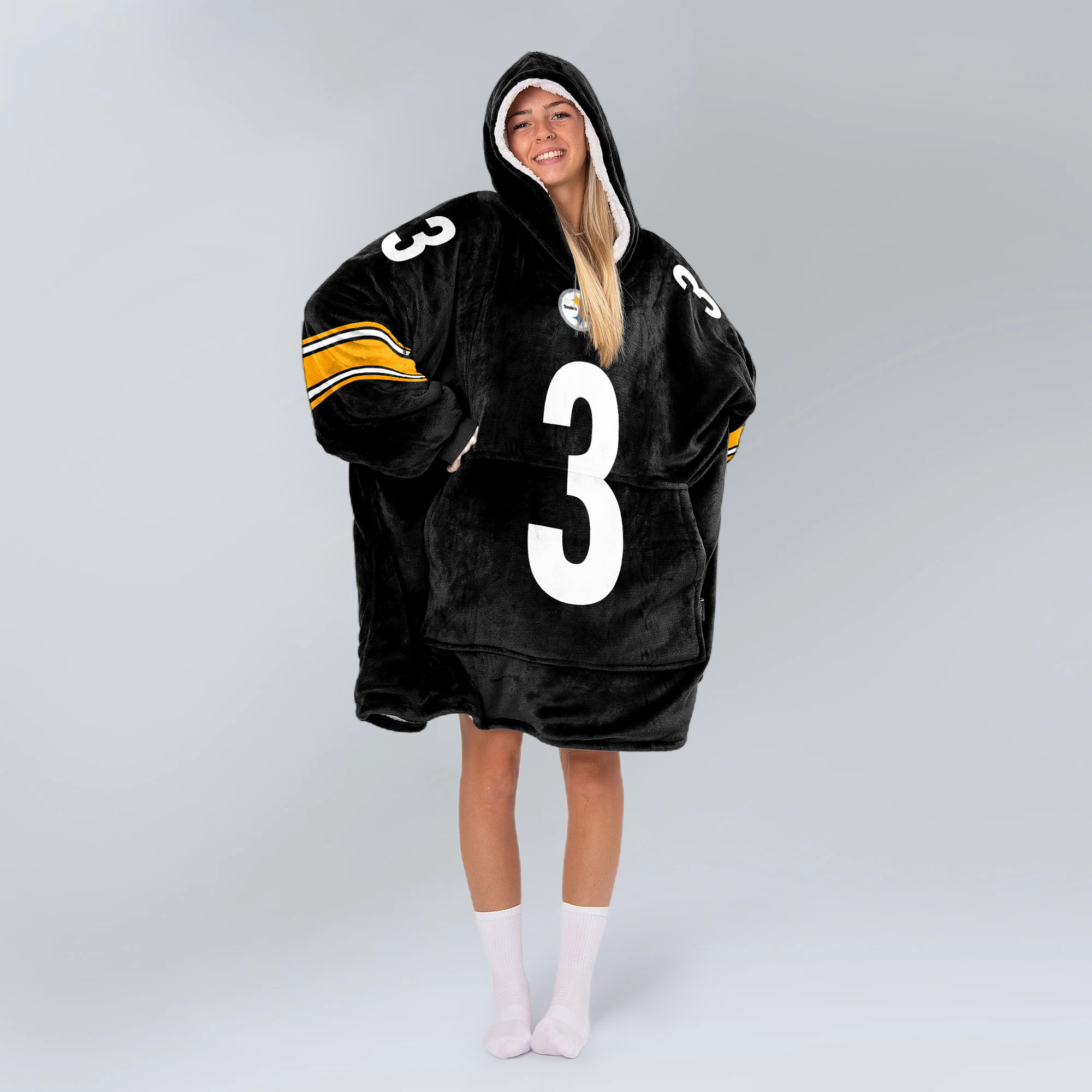 Adult R.W 3 Pittsburgh Football Unisex Blanket Hoodie