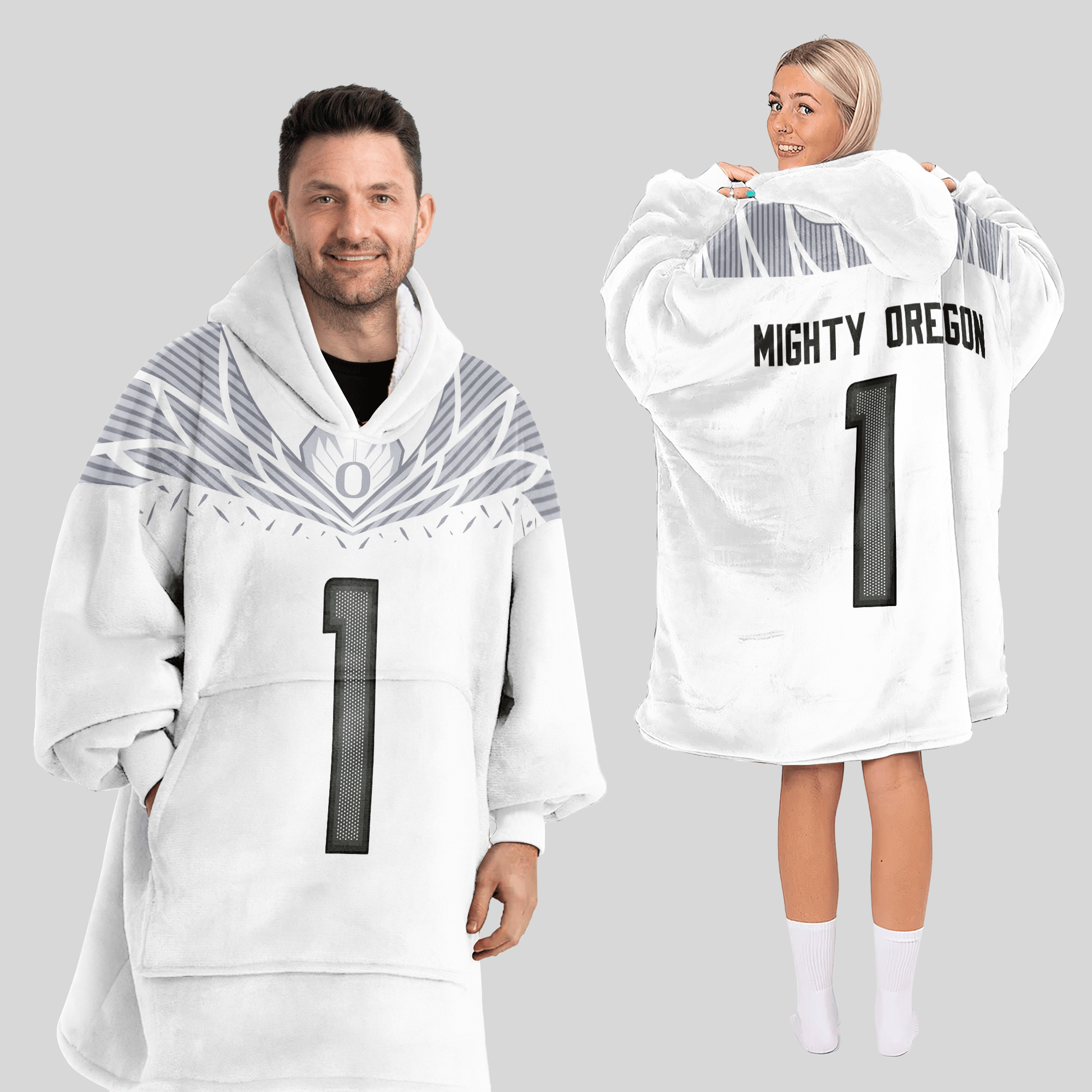 Adult #1 Oregon Football Unisex Blanket Hoodie