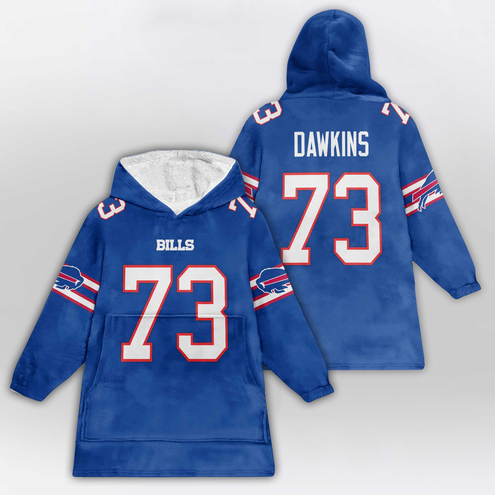 Adult 73 Buffalo Football Unisex Blanket Hoodie