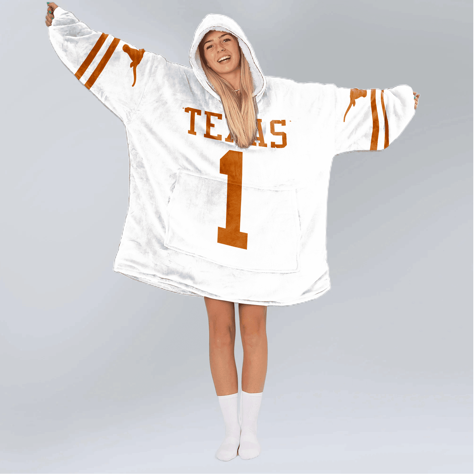 Adult 1 Texas Football Unisex Blanket Hoodie