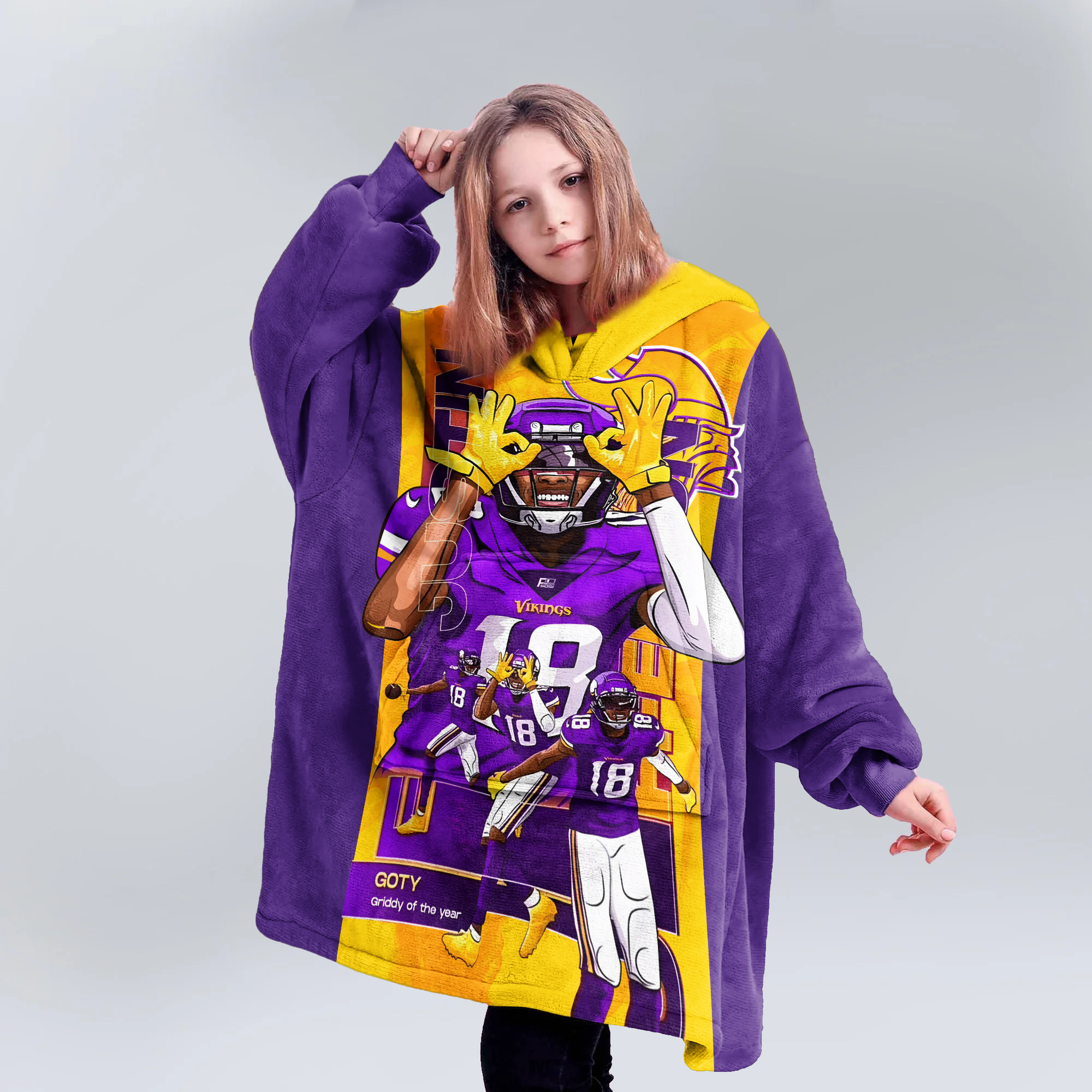 Adult JJ 18 Minnesota Football Unisex Blanket Hoodie