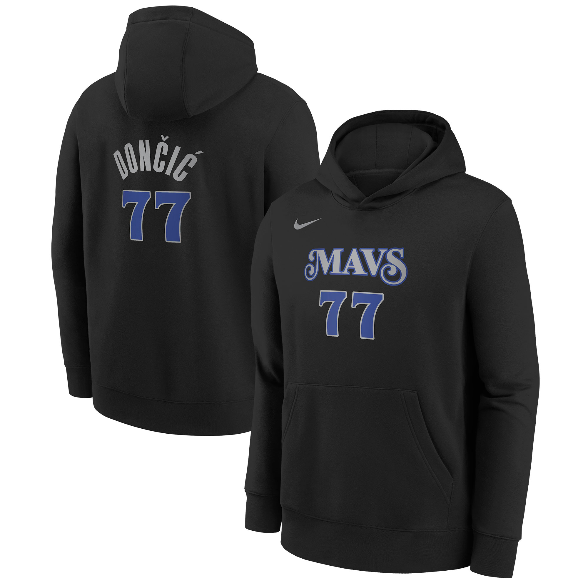 Youth Dallas Mavericks Luka Dončić  Black 2023/24 City Edition Name & Number Pullover Hoodie